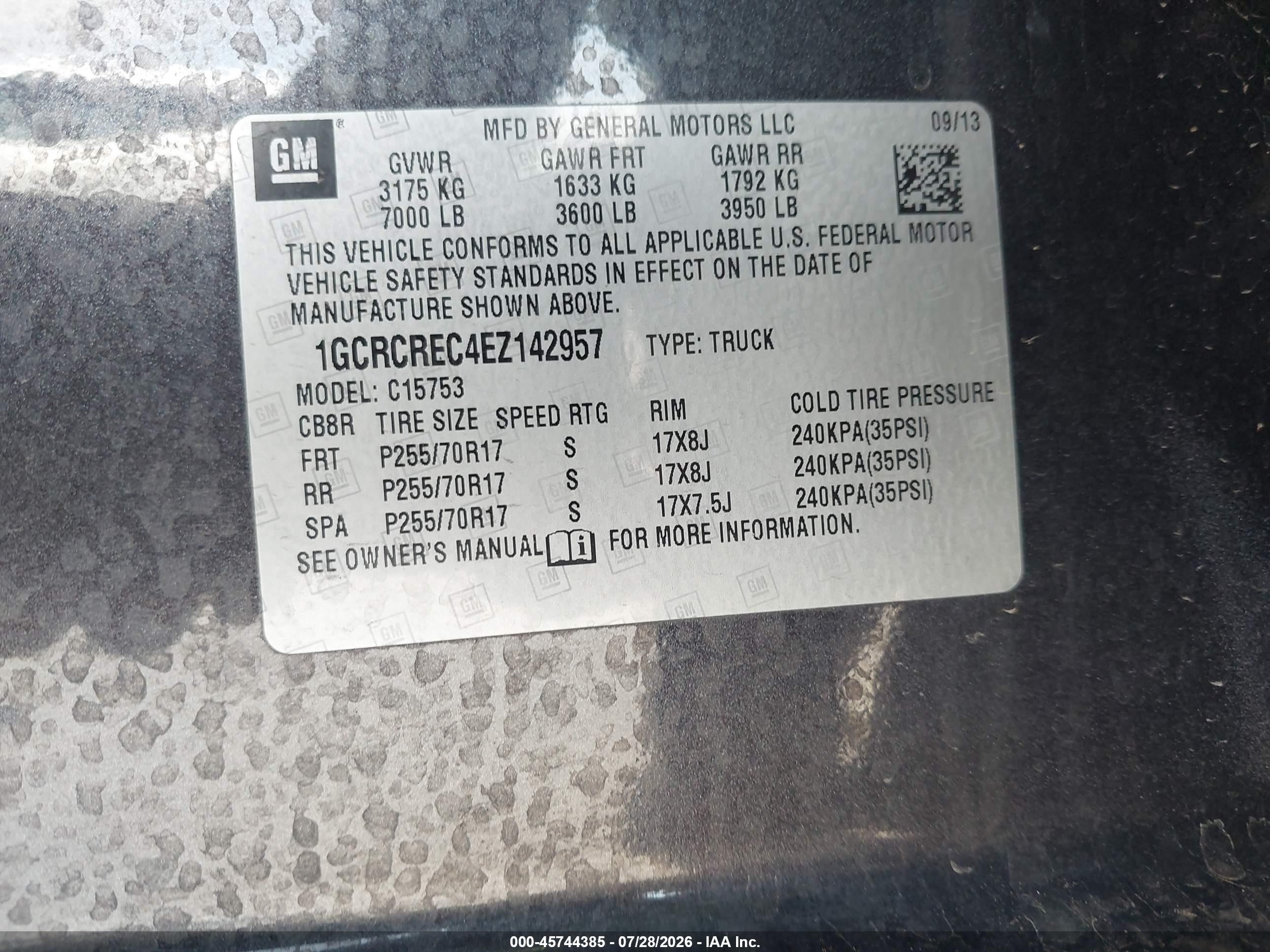 2014 Chevrolet Silverado 1500 Lt Gray vin: 1GCRCREC4EZ142957