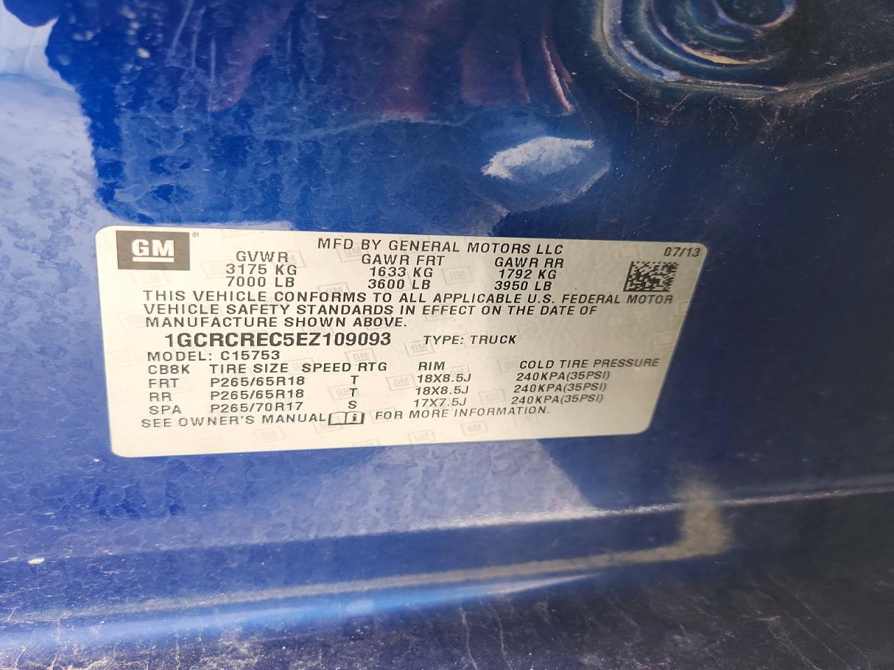 2014 Chevrolet Silverado C1500 Lt Blue vin: 1GCRCREC5EZ109093