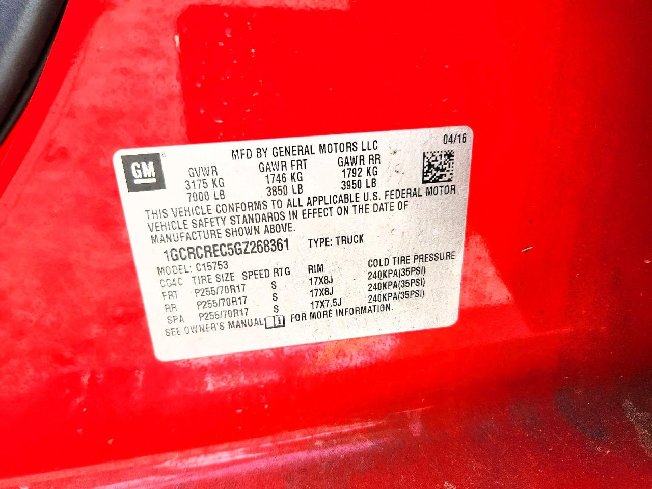 2016 Chevrolet Silverado C1500 Lt Red vin: 1GCRCREC5GZ268361