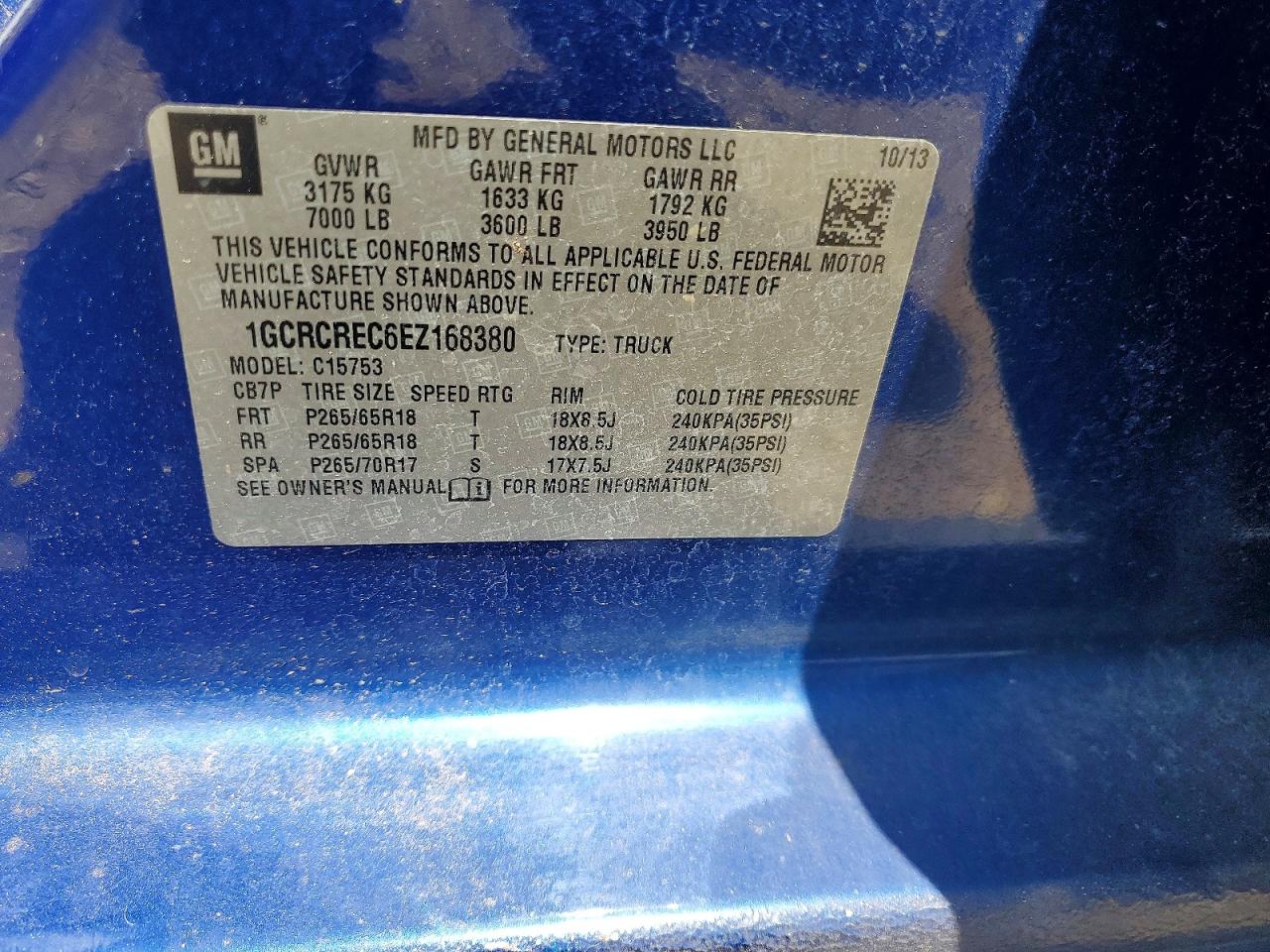 2014 Chevrolet Silverado C1500 Lt Blue vin: 1GCRCREC6EZ168380