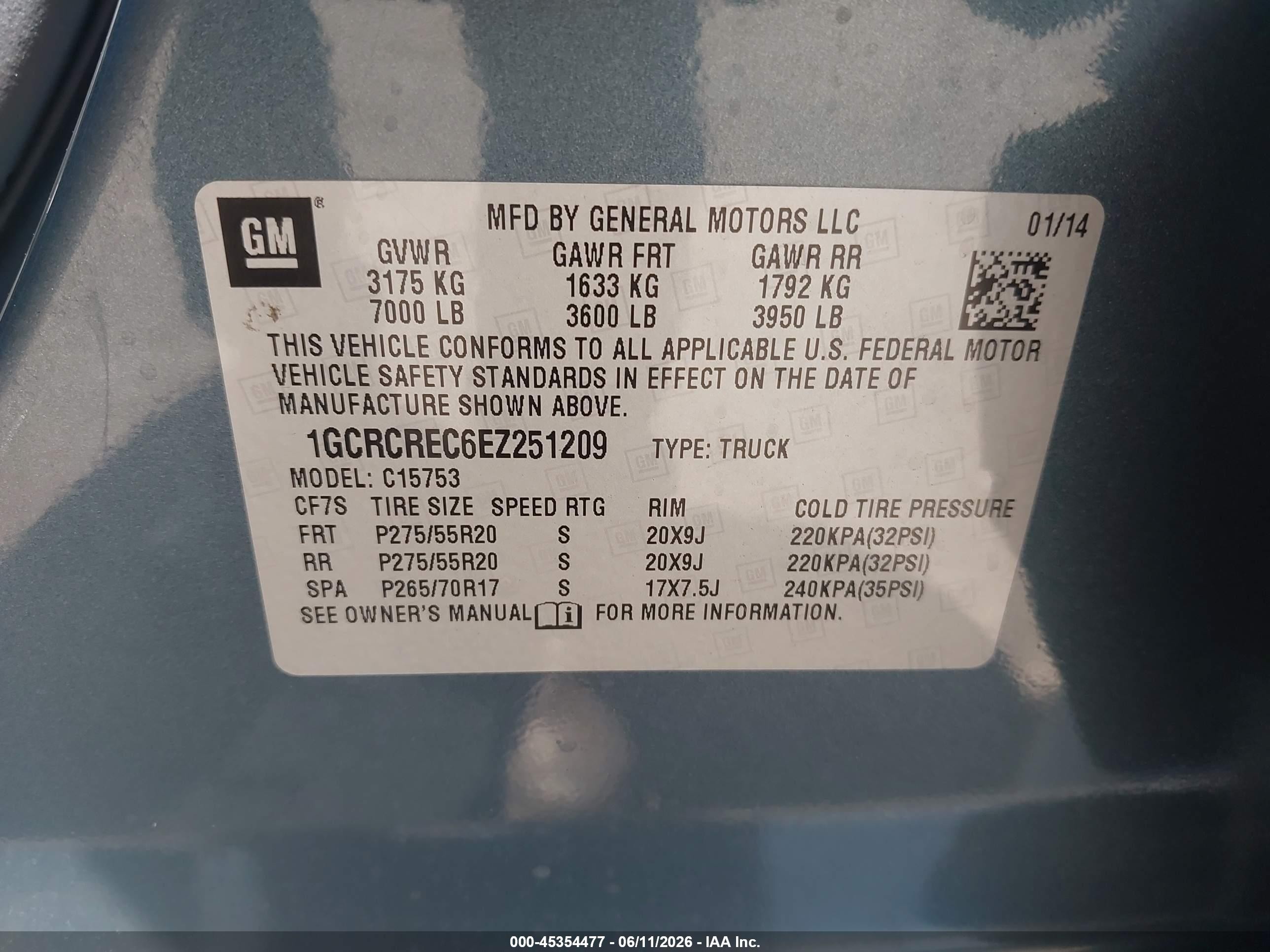 2014 Chevrolet Silverado 1500 Lt Blue vin: 1GCRCREC6EZ251209
