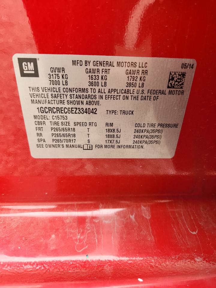 2014 Chevrolet Silverado C1500 Lt Red vin: 1GCRCREC6EZ334042