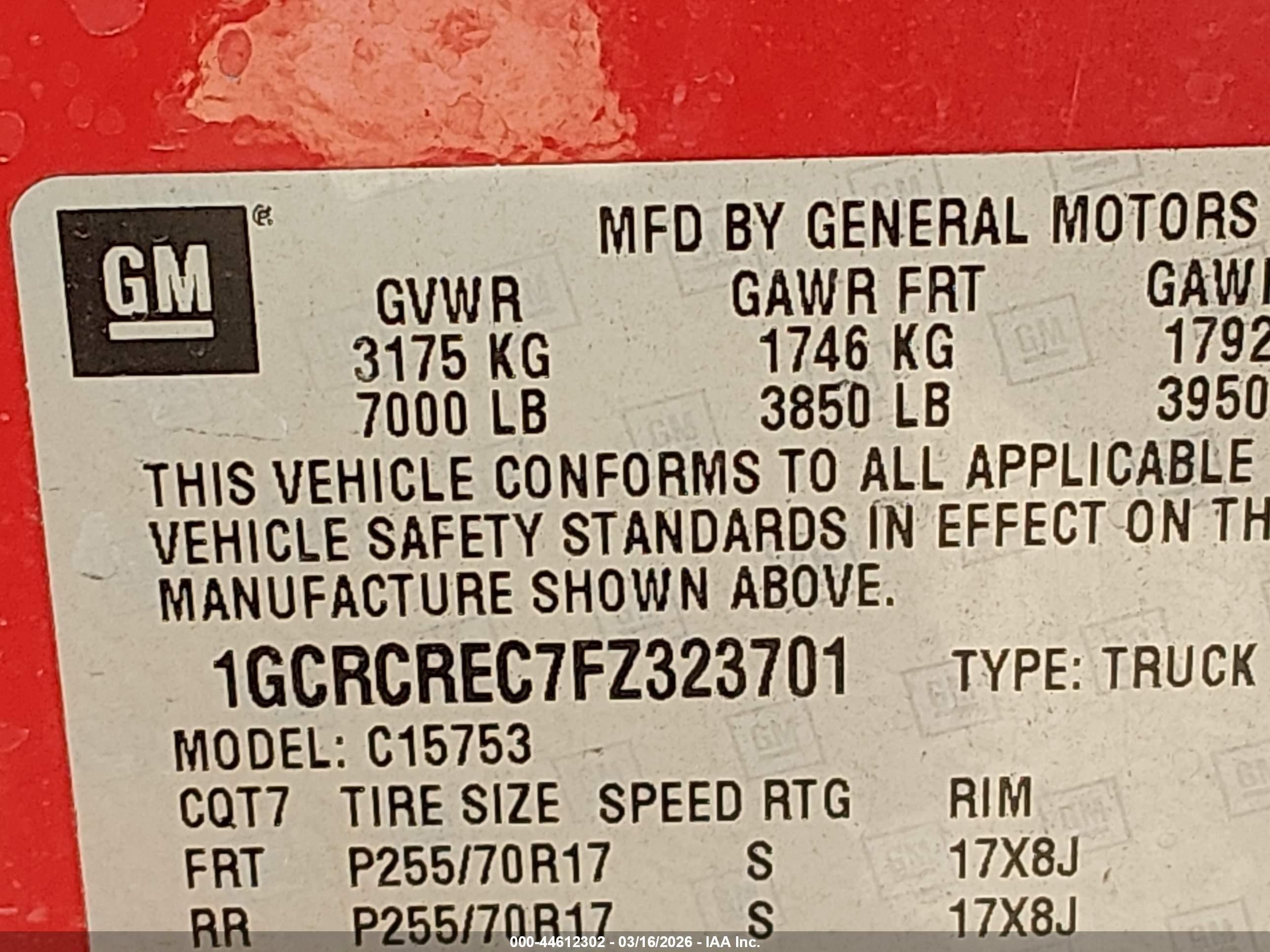 2015 Chevrolet Silverado 1500 1lt Red vin: 1GCRCREC7FZ323701