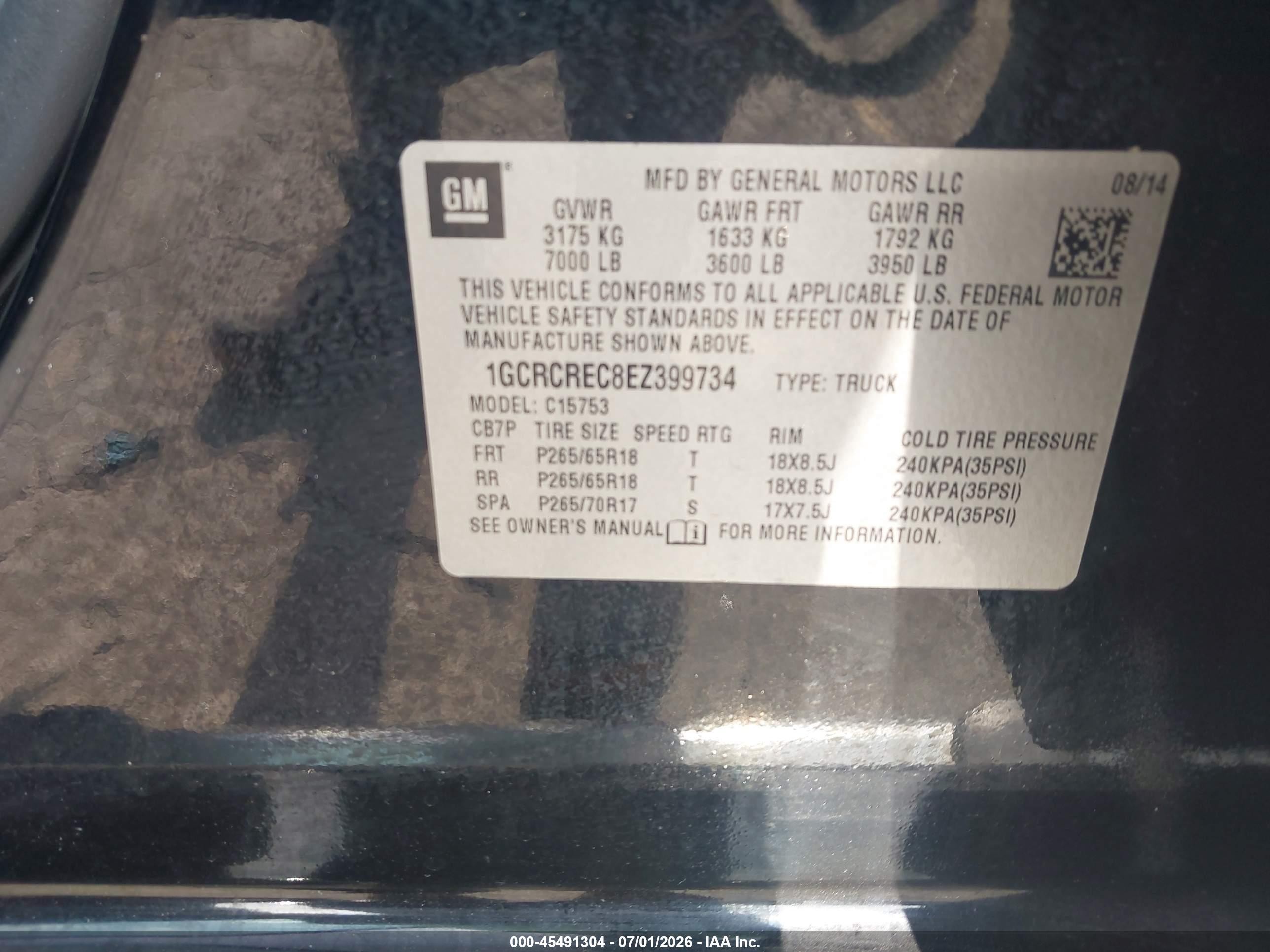 2014 Chevrolet Silverado 1500 Lt Black vin: 1GCRCREC8EZ399734
