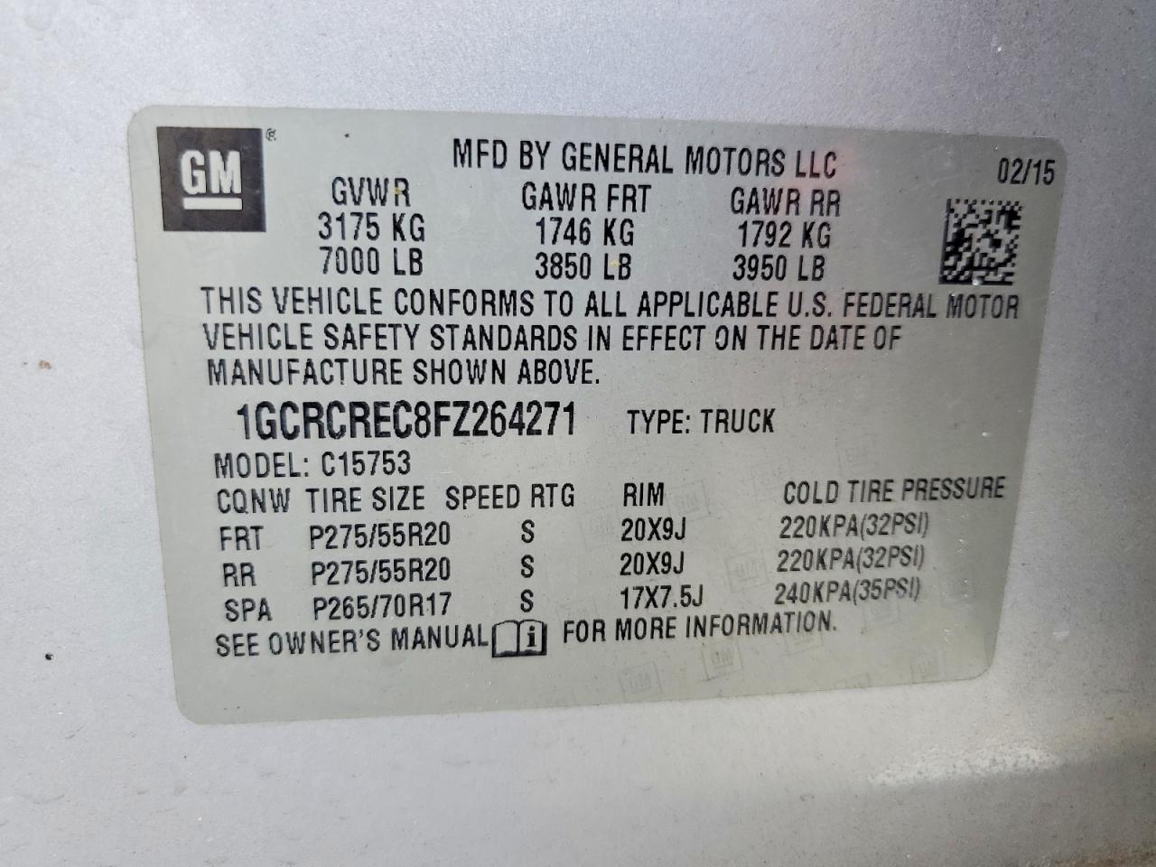 2015 Chevrolet Silverado C1500 Lt Silver vin: 1GCRCREC8FZ264271