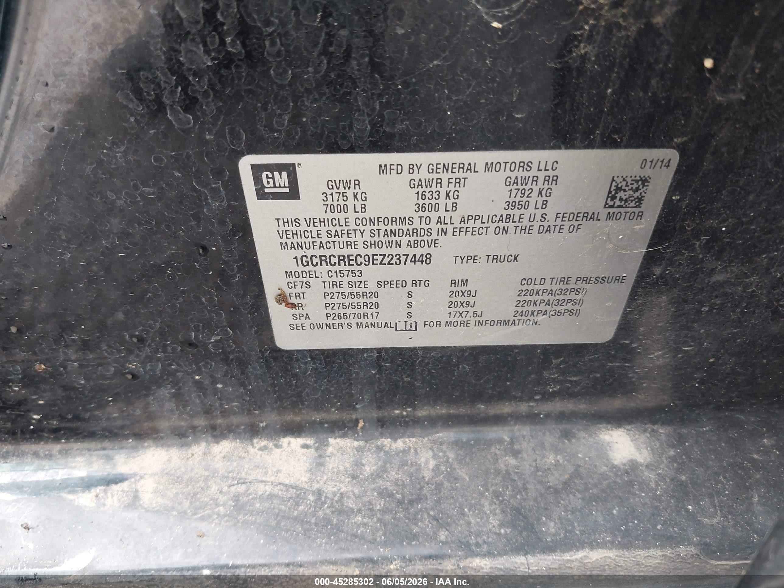 2014 Chevrolet Silverado 1500 1lt Black vin: 1GCRCREC9EZ237448