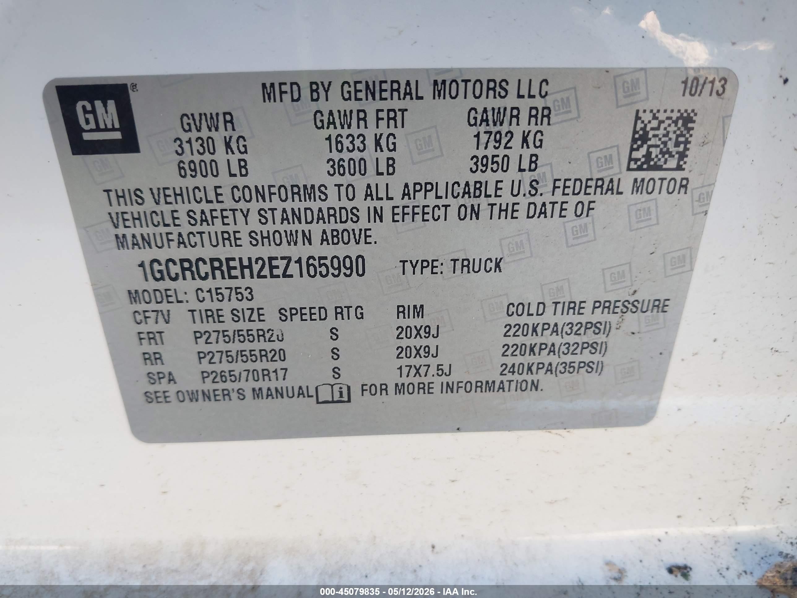 2014 Chevrolet Silverado 1500 1lt Белый vin: 1GCRCREH2EZ165990