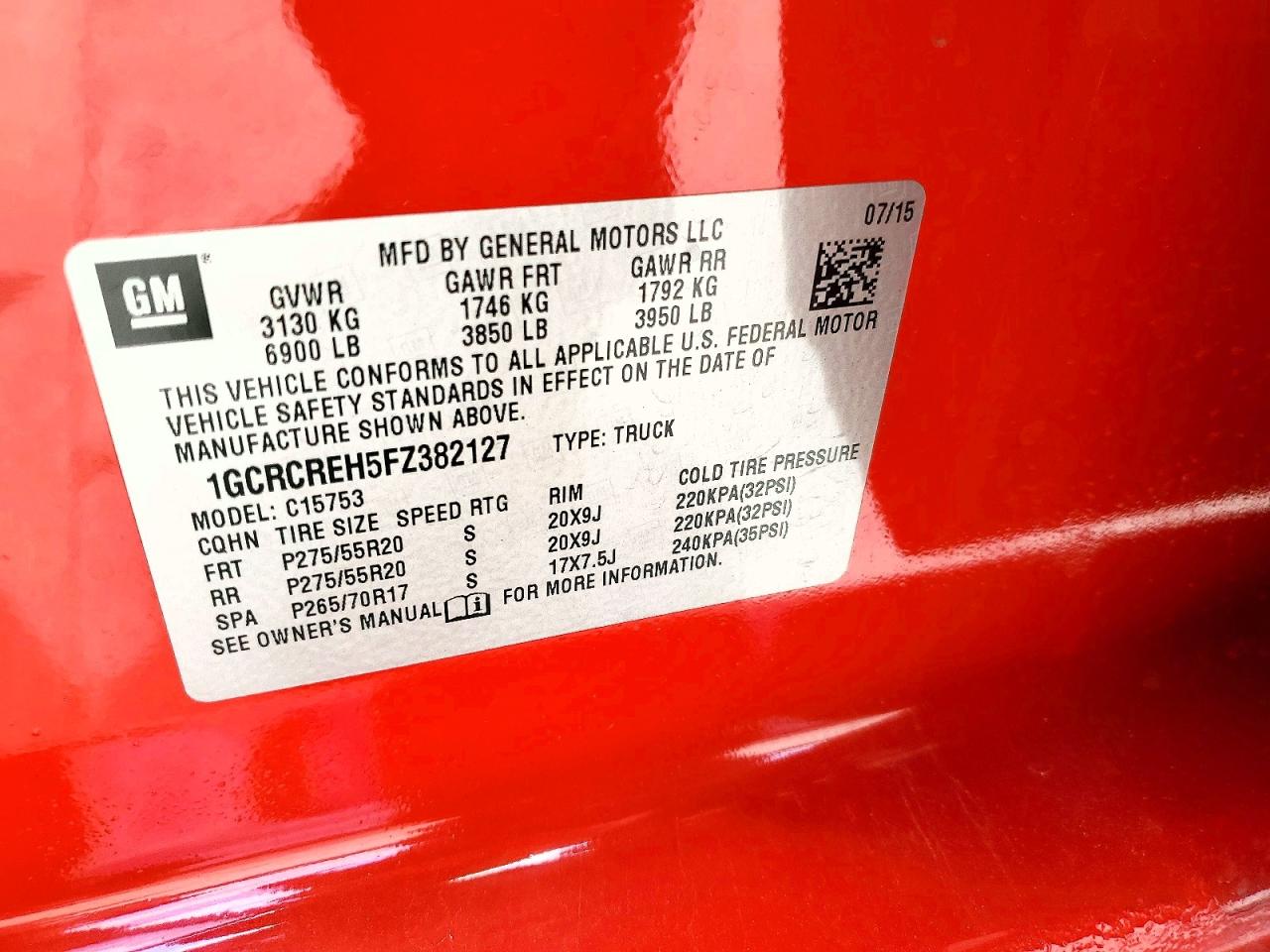 2015 Chevrolet Silverado C1500 Lt Red vin: 1GCRCREH5FZ382127