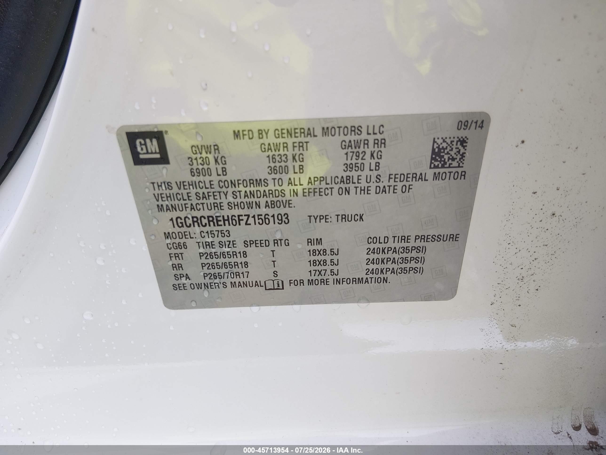 2015 Chevrolet Silverado 1500 Lt White vin: 1GCRCREH6FZ156193
