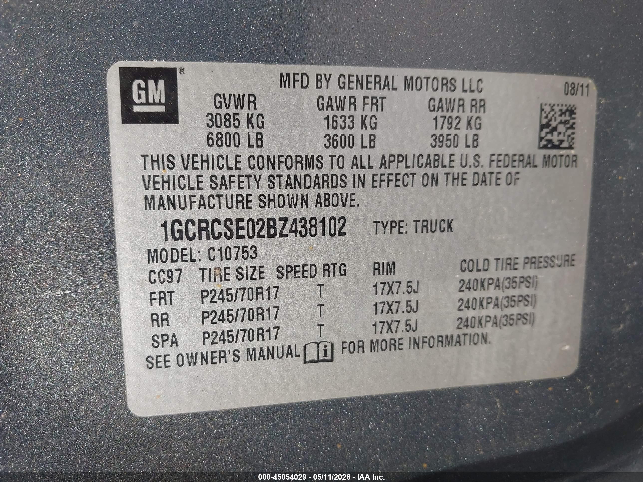 2011 Chevrolet Silverado 1500 Lt Серый vin: 1GCRCSE02BZ438102