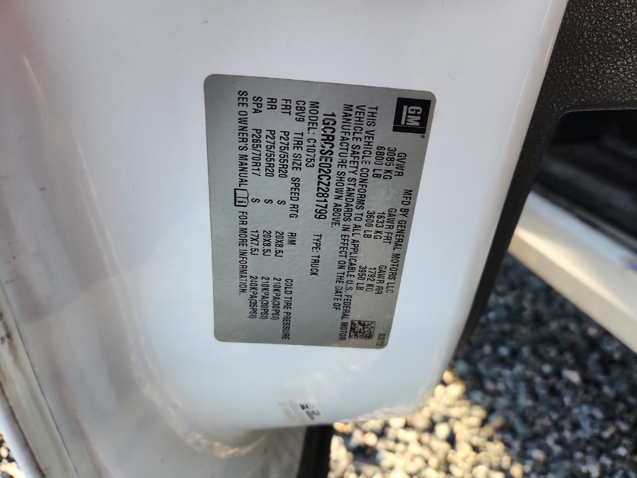 2012 Chevrolet Silverado C1500 Lt White vin: 1GCRCSE02CZ281799
