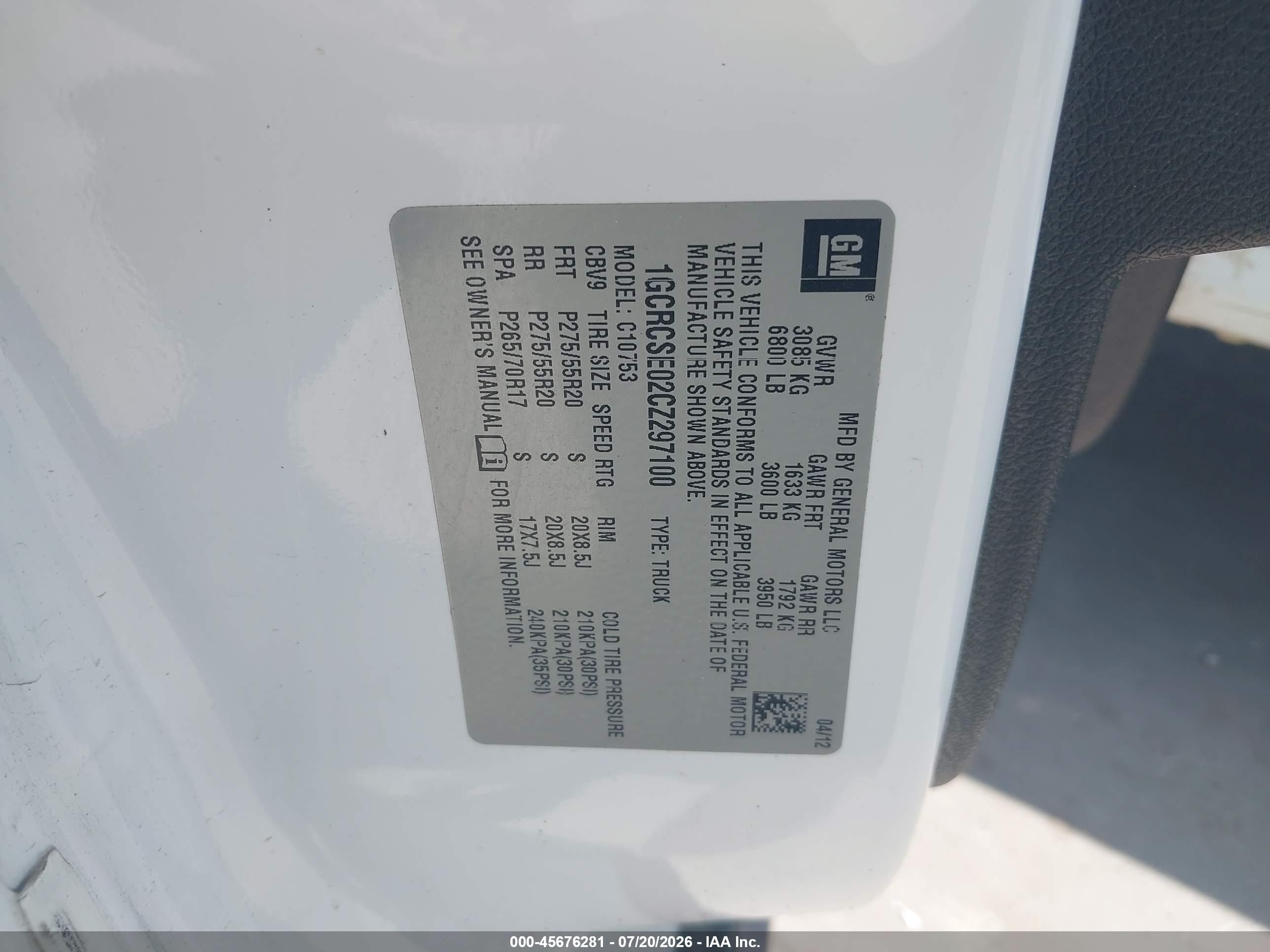 2012 Chevrolet Silverado 1500 Lt White vin: 1GCRCSE02CZ297100