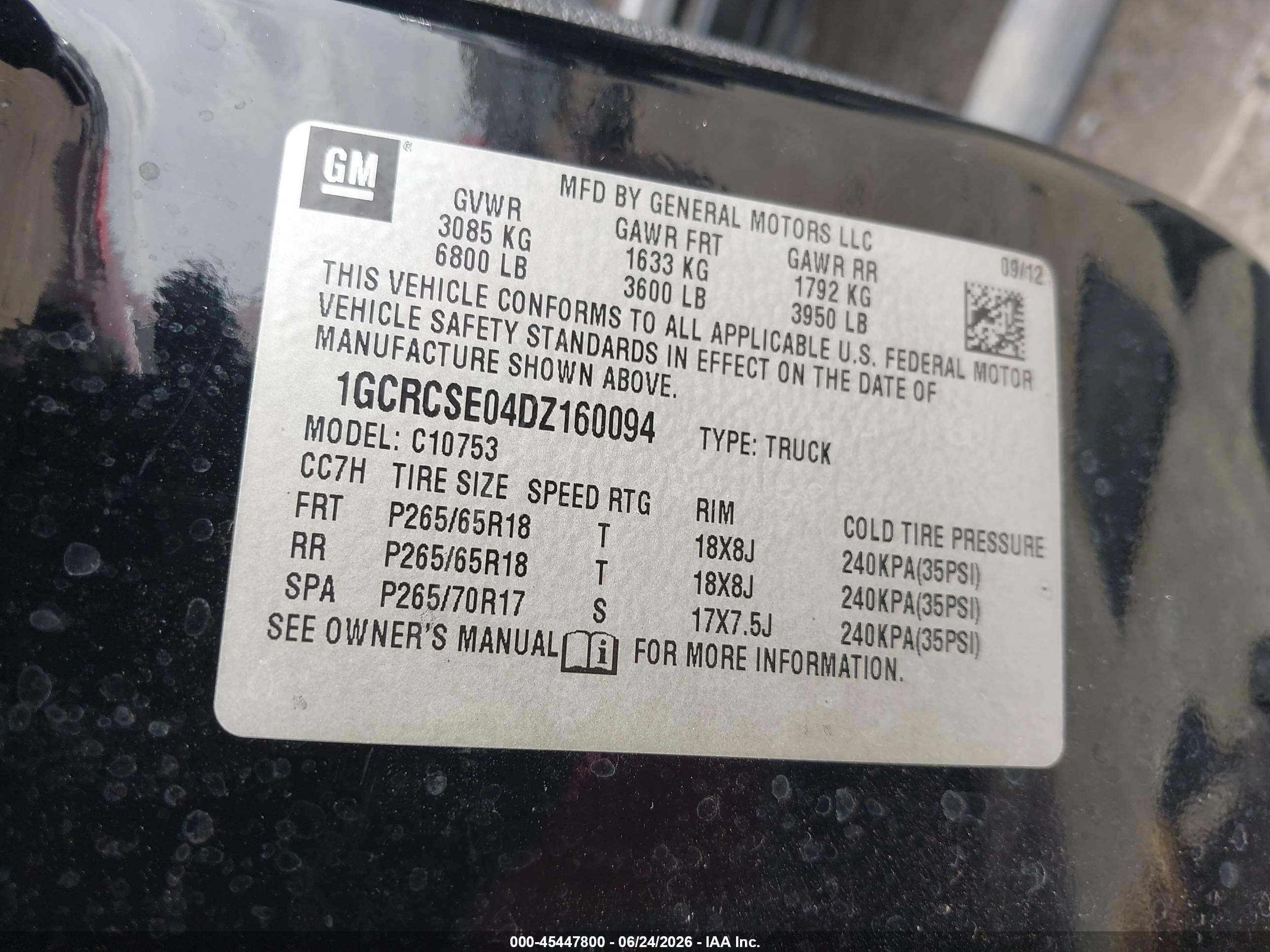 2013 Chevrolet Silverado 1500 Lt Black vin: 1GCRCSE04DZ160094