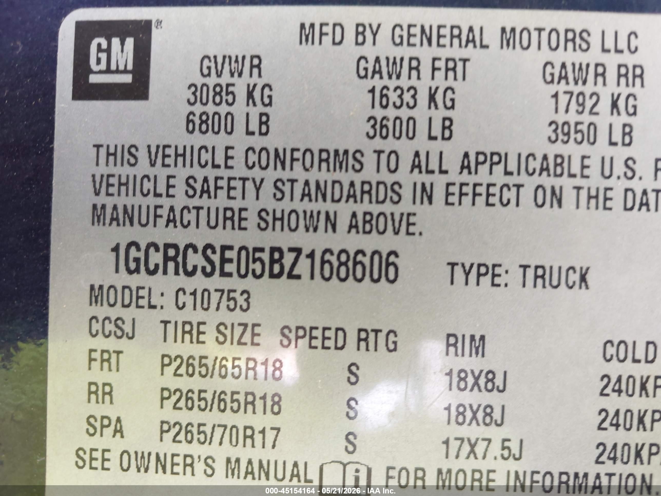 2011 Chevrolet Silverado 1500 Lt Blue vin: 1GCRCSE05BZ168606