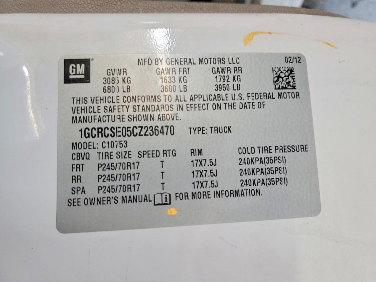 2012 Chevrolet Silverado C1500 Lt White vin: 1GCRCSE05CZ236470