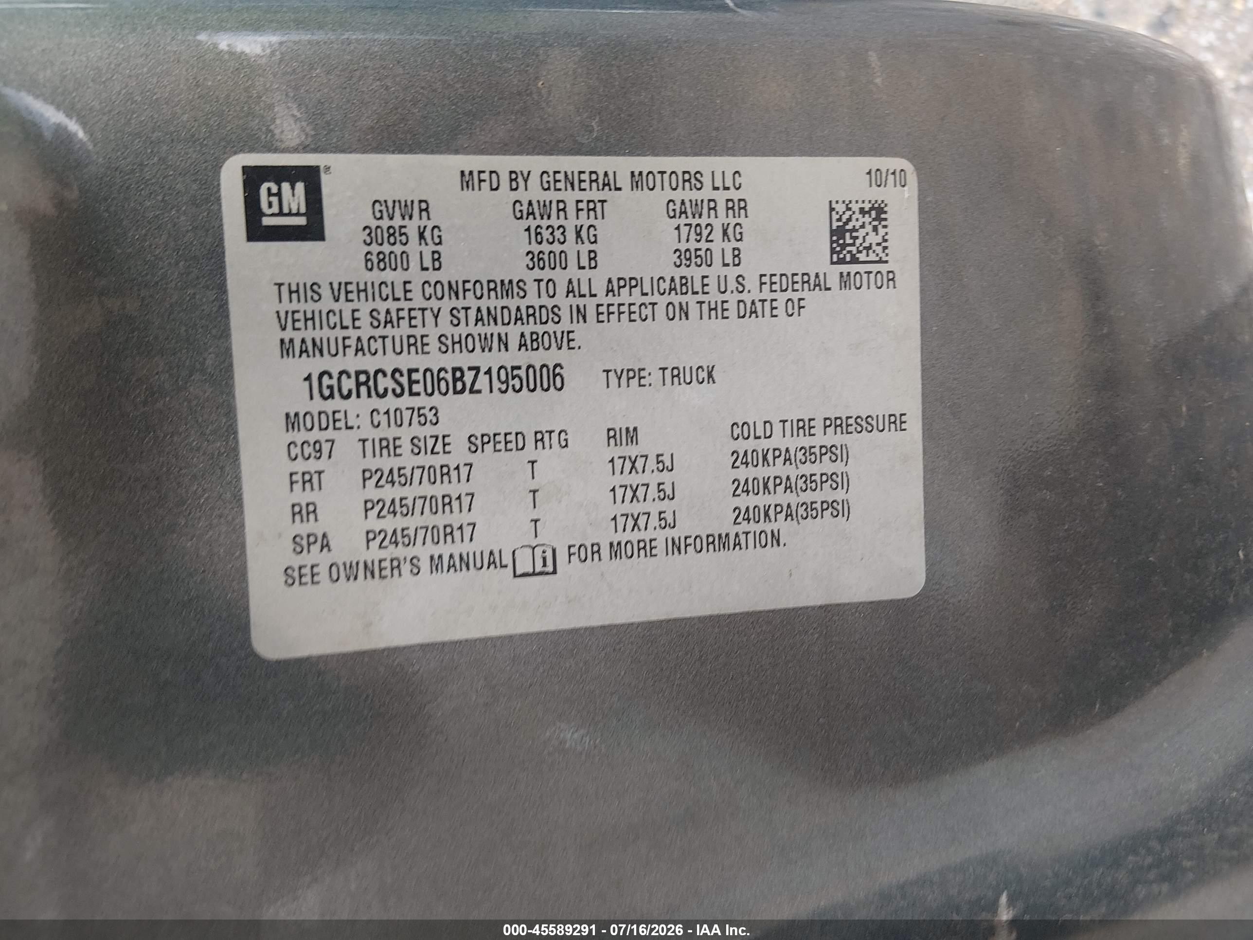 2011 Chevrolet Silverado 1500 Lt Серый vin: 1GCRCSE06BZ195006