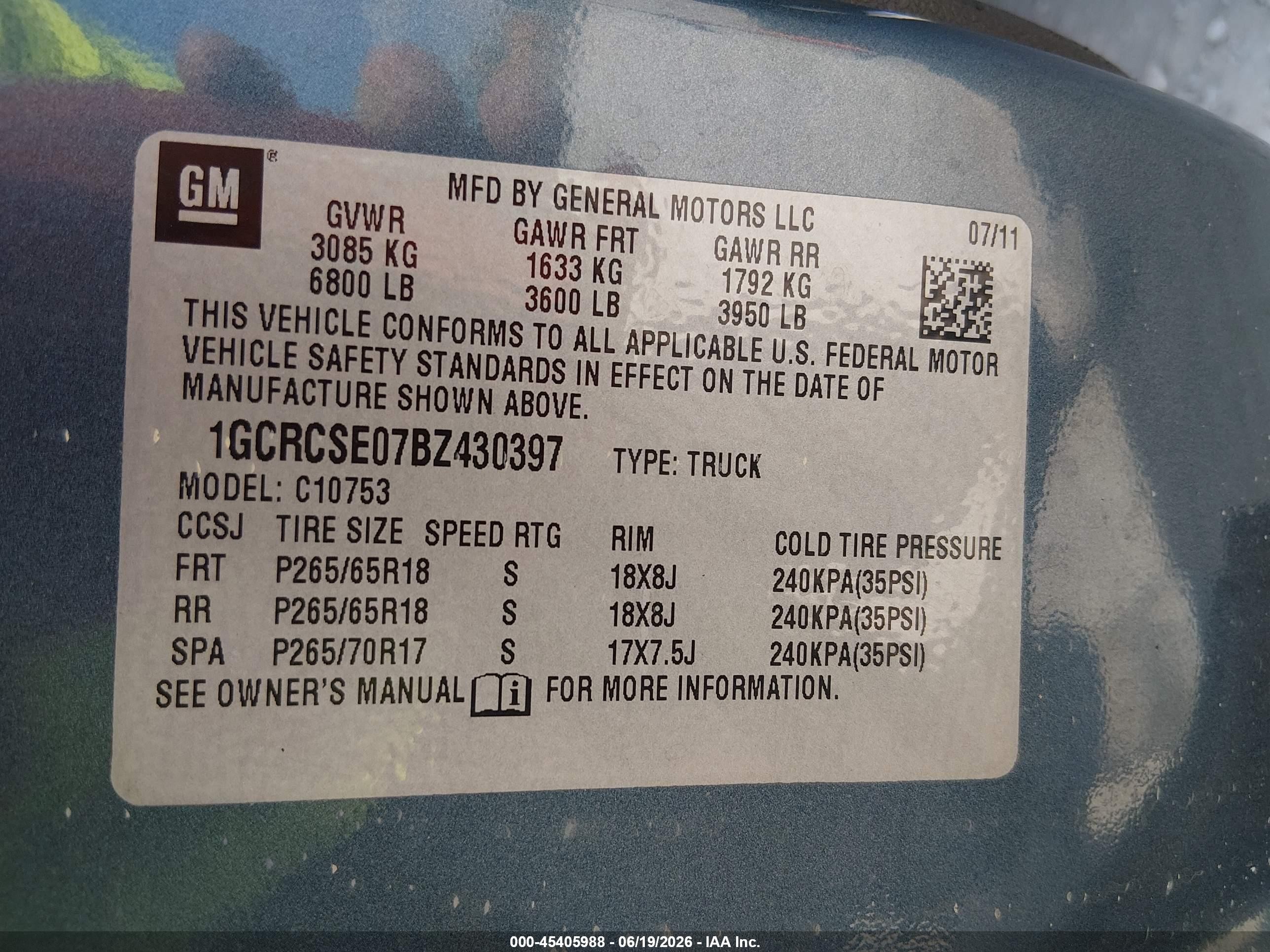 2011 Chevrolet Silverado 1500 Lt Blue vin: 1GCRCSE07BZ430397