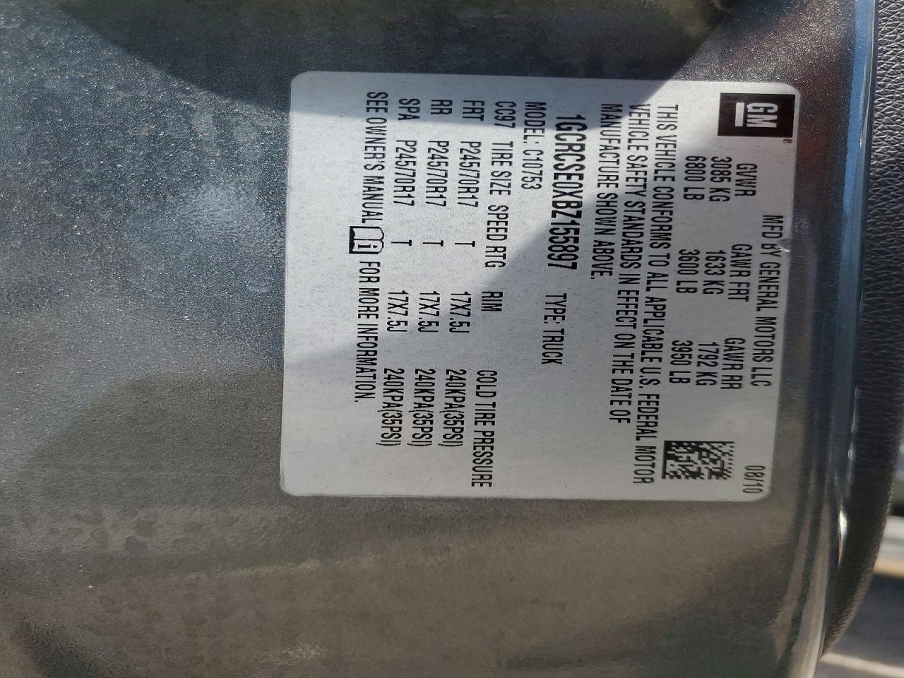 2011 Chevrolet Silverado C1500 Lt Charcoal vin: 1GCRCSE0XBZ155897
