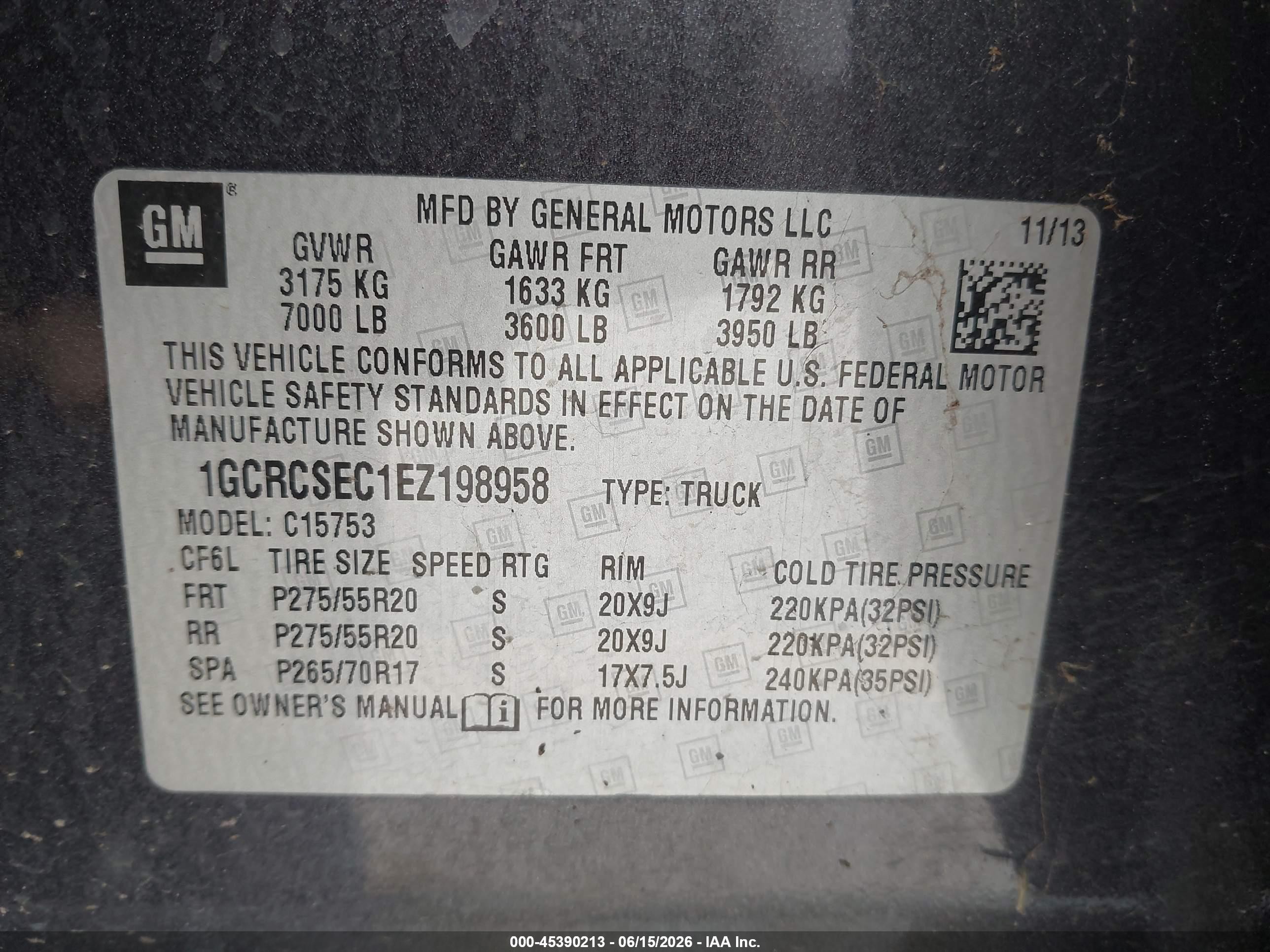 2014 Chevrolet Silverado 1500 Ltz Black vin: 1GCRCSEC1EZ198958