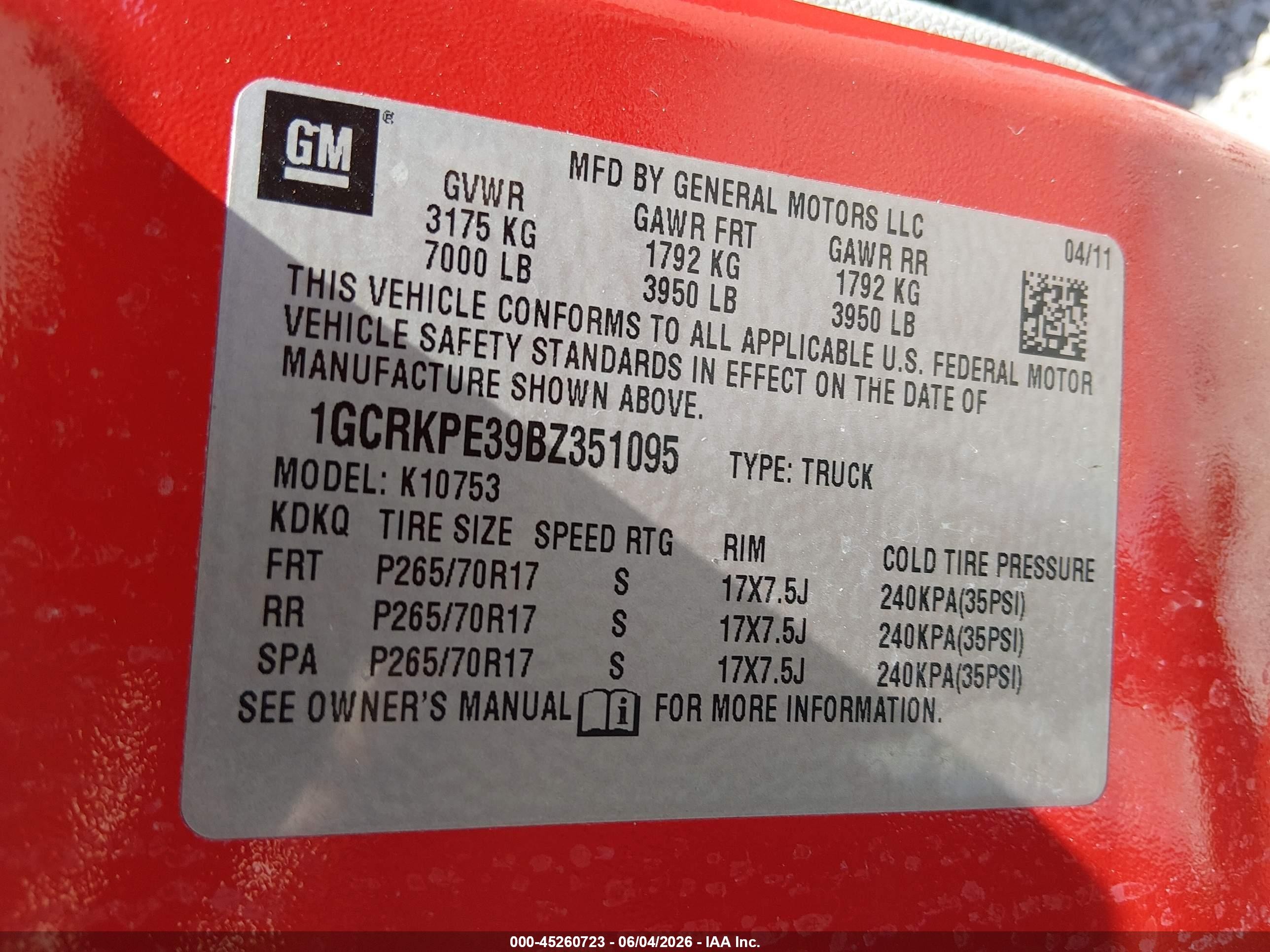 2011 Chevrolet Silverado 1500 Work Truck Красный vin: 1GCRKPE39BZ351095