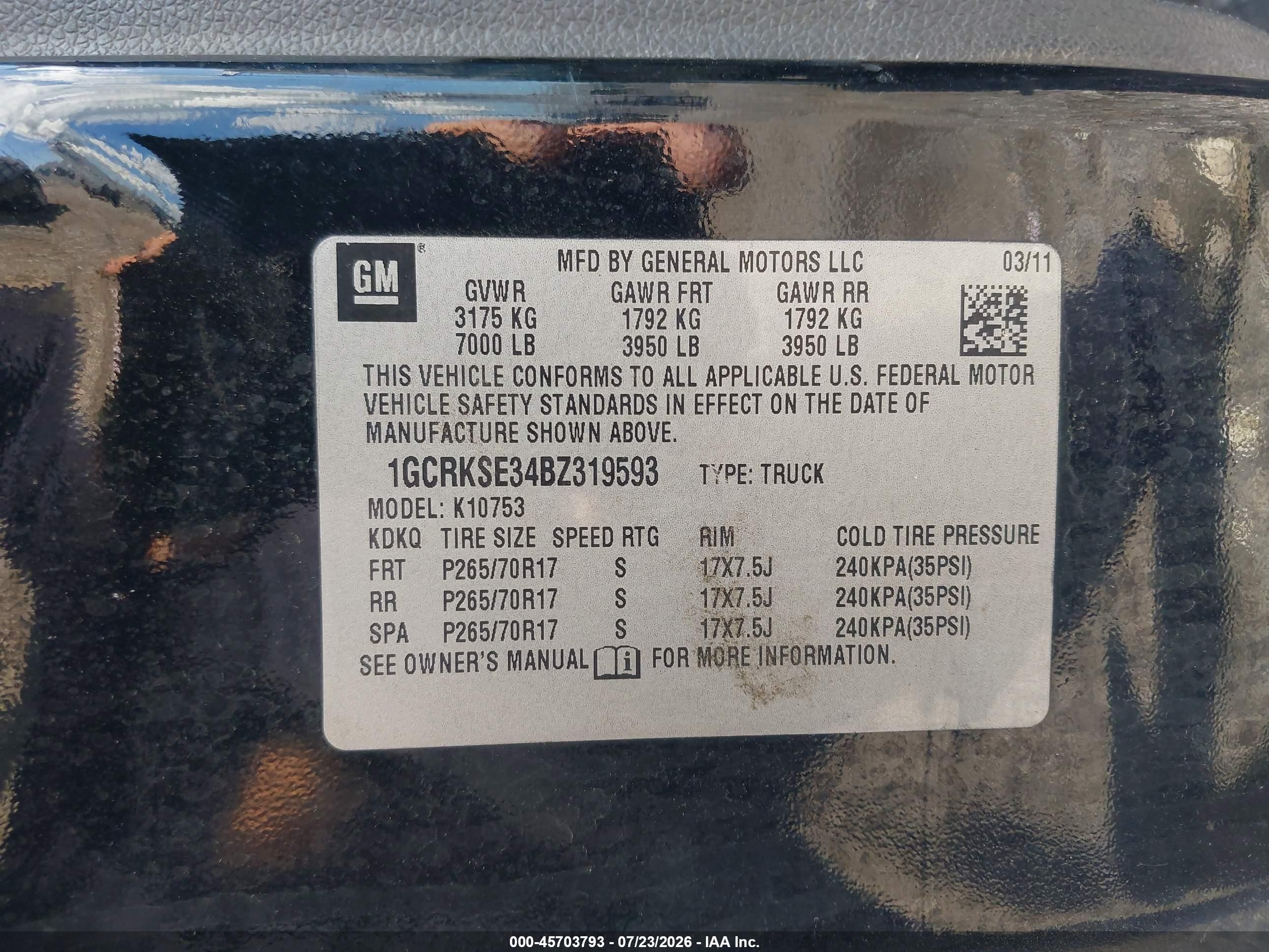 2011 Chevrolet Silverado 1500 Lt Black vin: 1GCRKSE34BZ319593