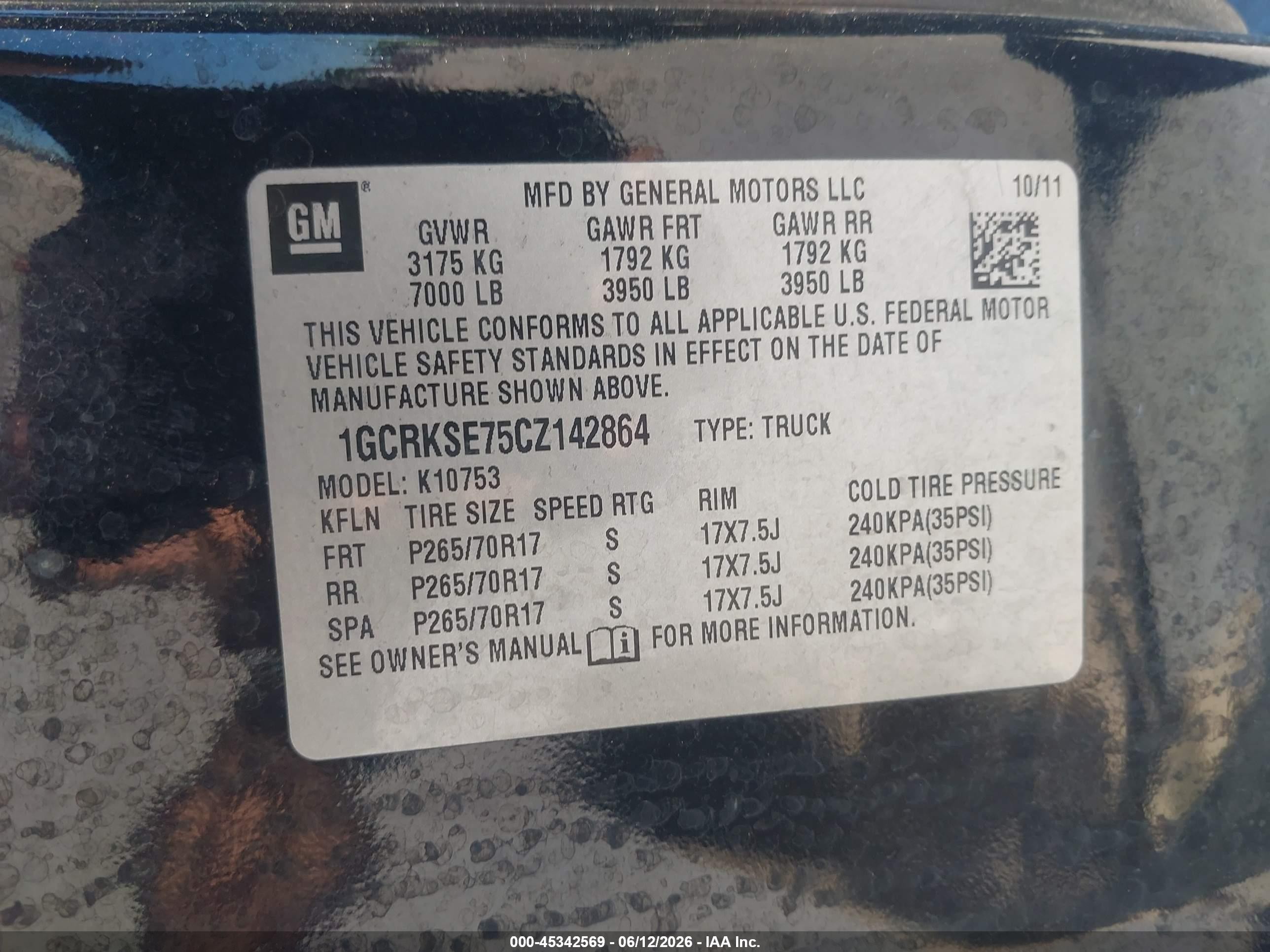 2012 Chevrolet Silverado 1500 Lt Black vin: 1GCRKSE75CZ142864