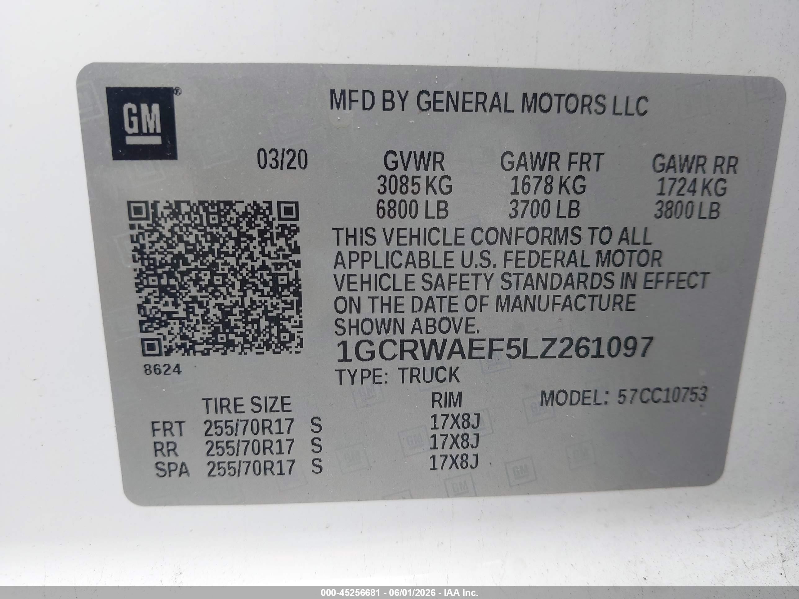 2020 Chevrolet Silverado 1500 2wd  Standard Bed Wt Белый vin: 1GCRWAEF5LZ261097