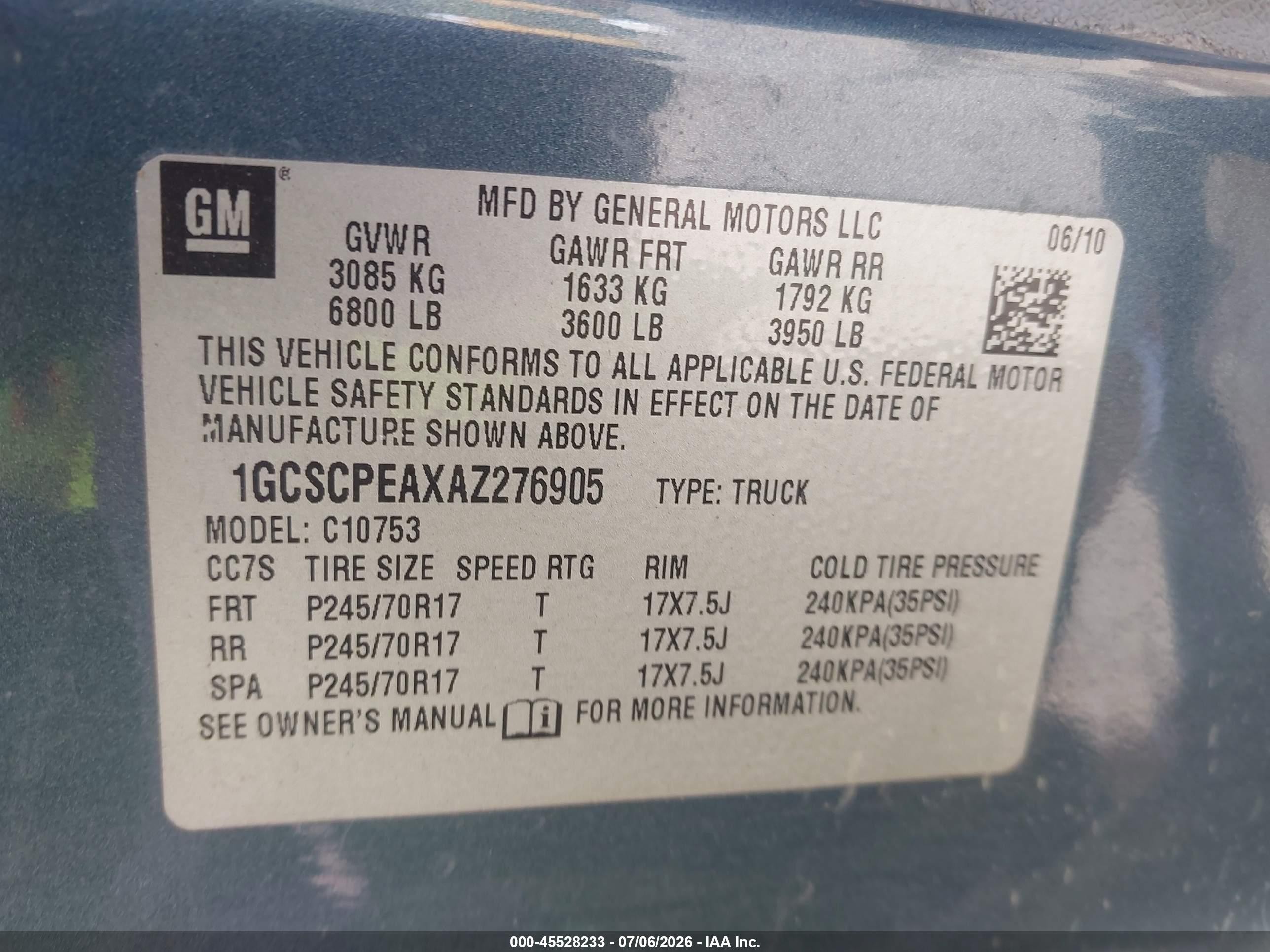2010 Chevrolet Silverado 1500 Work Truck Blue vin: 1GCSCPEAXAZ276905