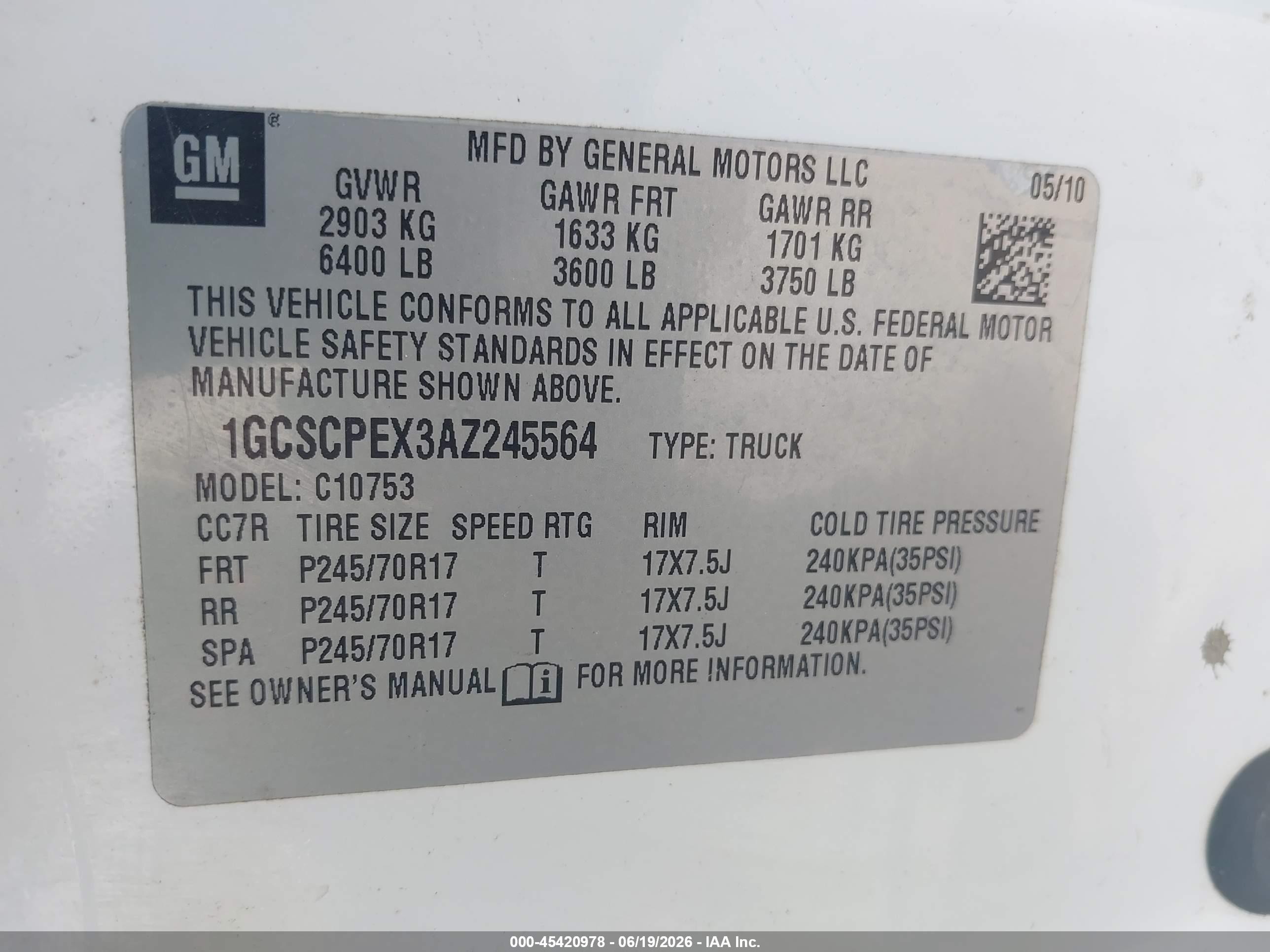 2010 Chevrolet Silverado 1500 Work Truck White vin: 1GCSCPEX3AZ245564
