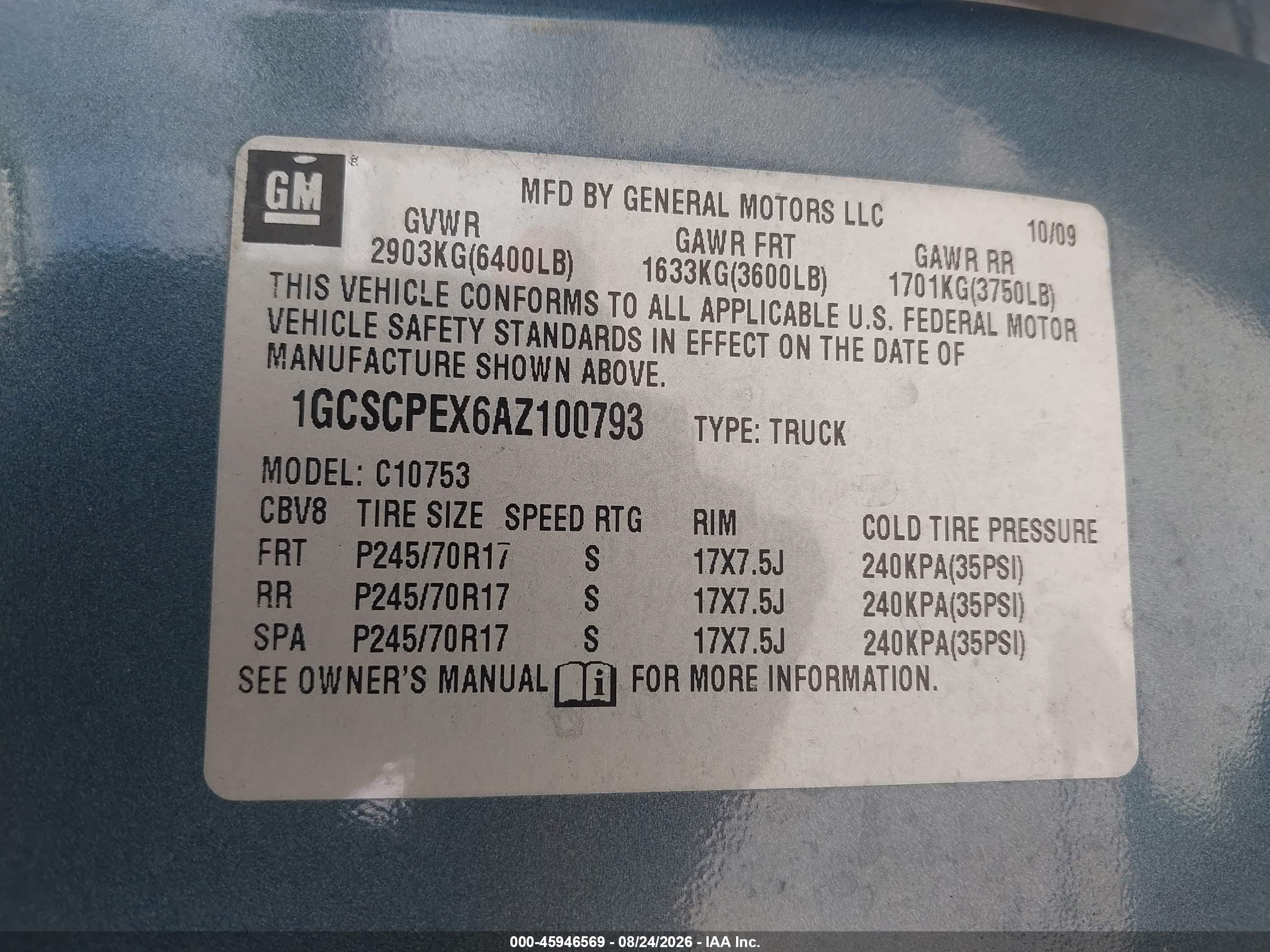 2010 Chevrolet Silverado 1500 Work Truck Blue vin: 1GCSCPEX6AZ100793