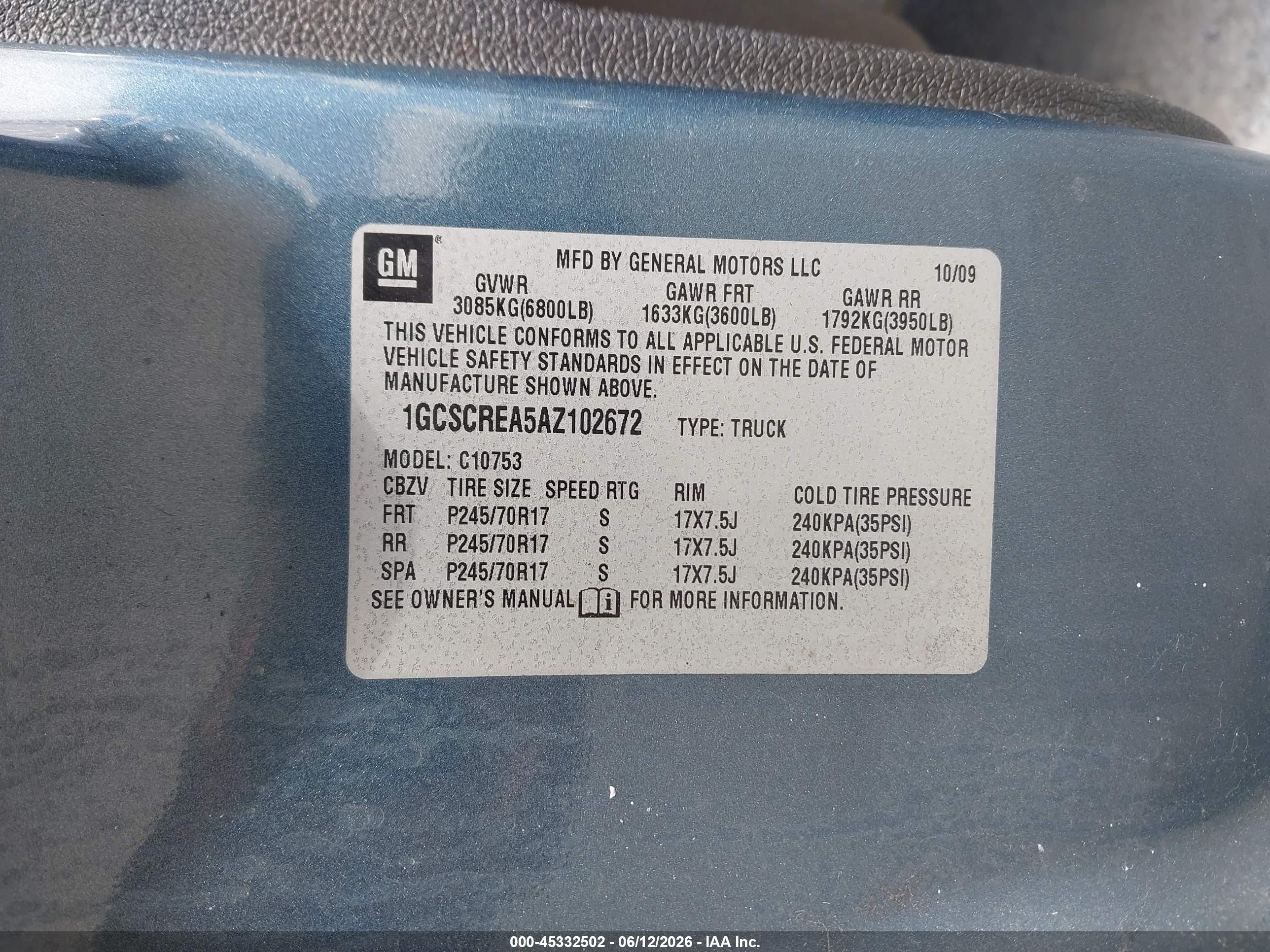 2010 Chevrolet Silverado 1500 Ls Blue vin: 1GCSCREA5AZ102672