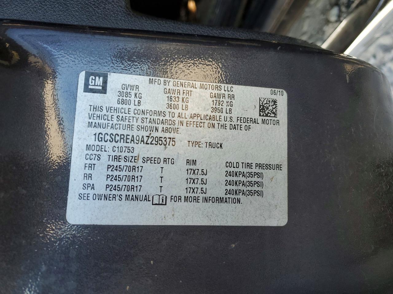 2010 Chevrolet Silverado C1500 Ls Charcoal vin: 1GCSCREA9AZ295375