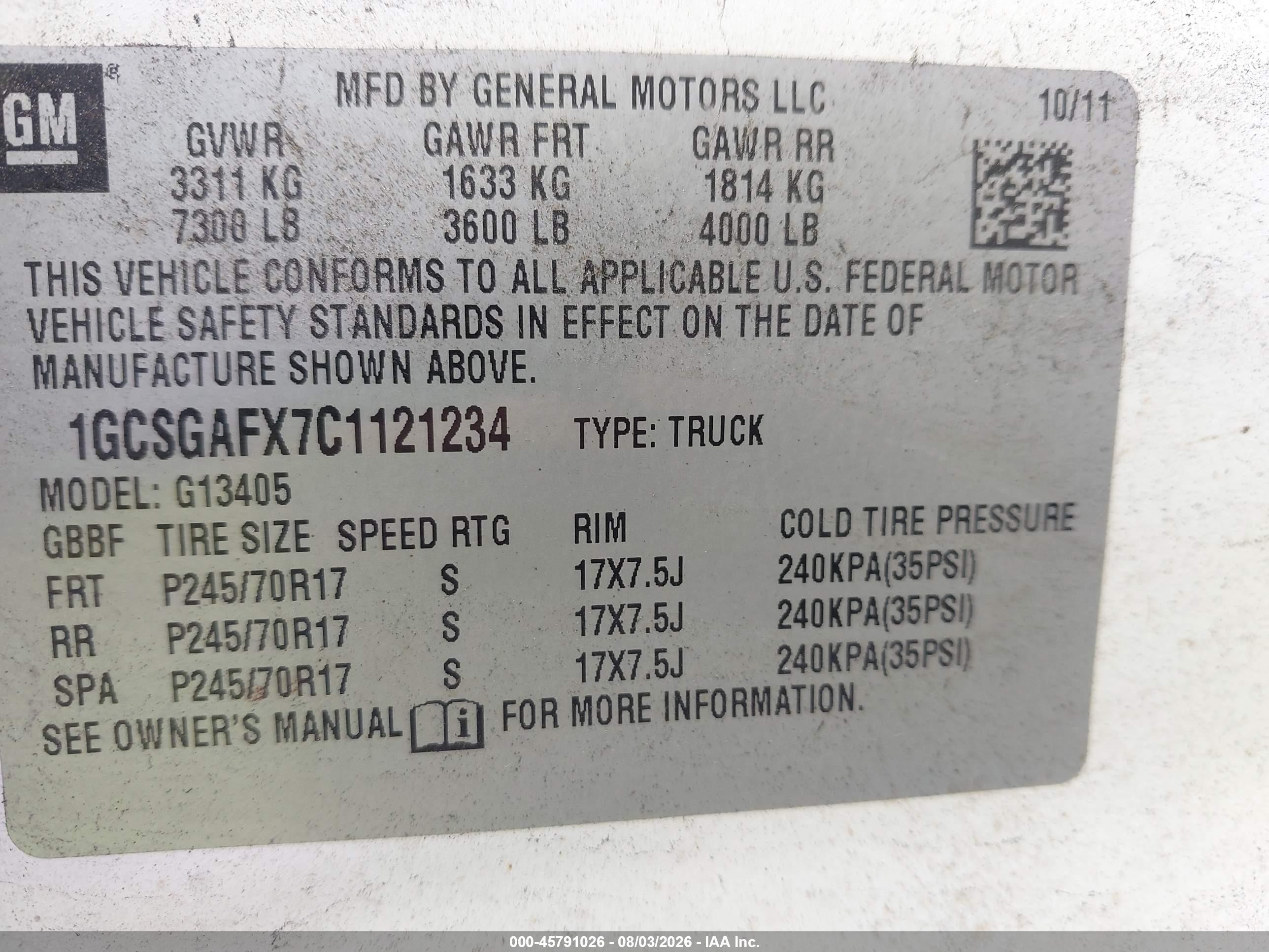 2012 Chevrolet Express 1500 Work Van White vin: 1GCSGAFX0C1120734