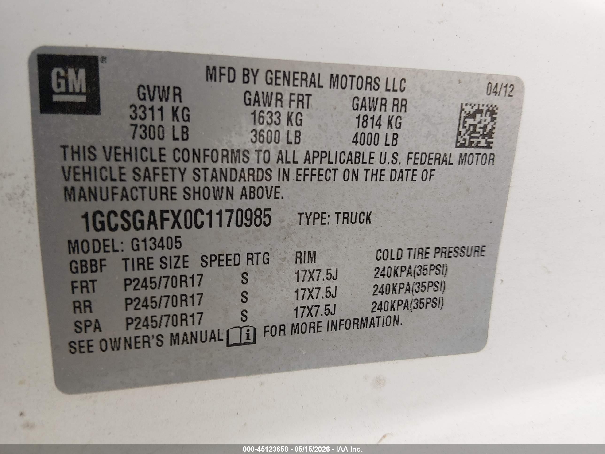 2012 Chevrolet Express 1500 Work Van White vin: 1GCSGAFX0C1170985