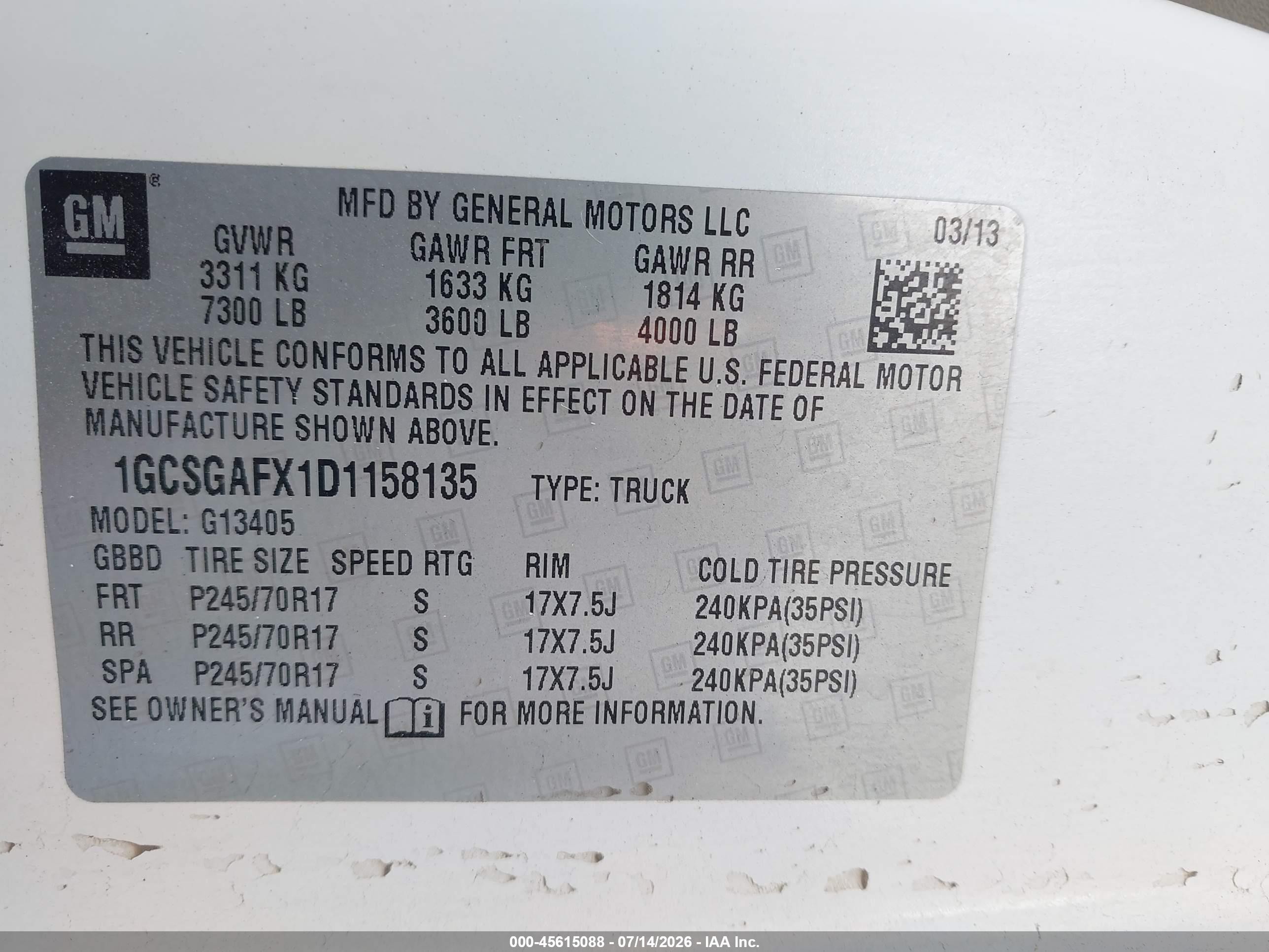 2013 Chevrolet Express 1500 Work Van Белый vin: 1GCSGAFX1D1158135