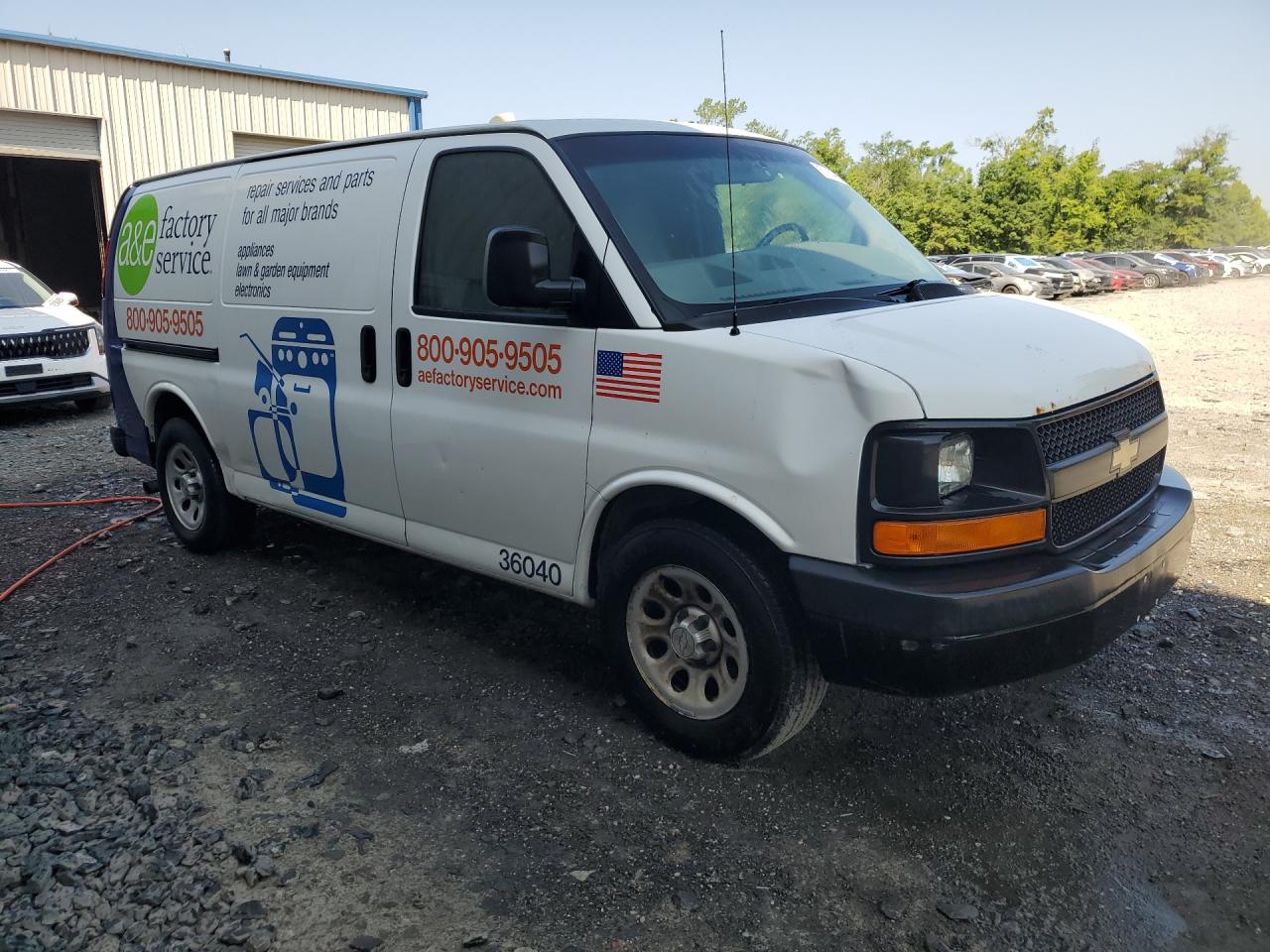2013 Chevrolet Express G1500 White vin: 1GCSGAFX1D1158507 Damage: Right Front Door, Dent(S) W/ Paint Dmg, 1 To 2 Inches