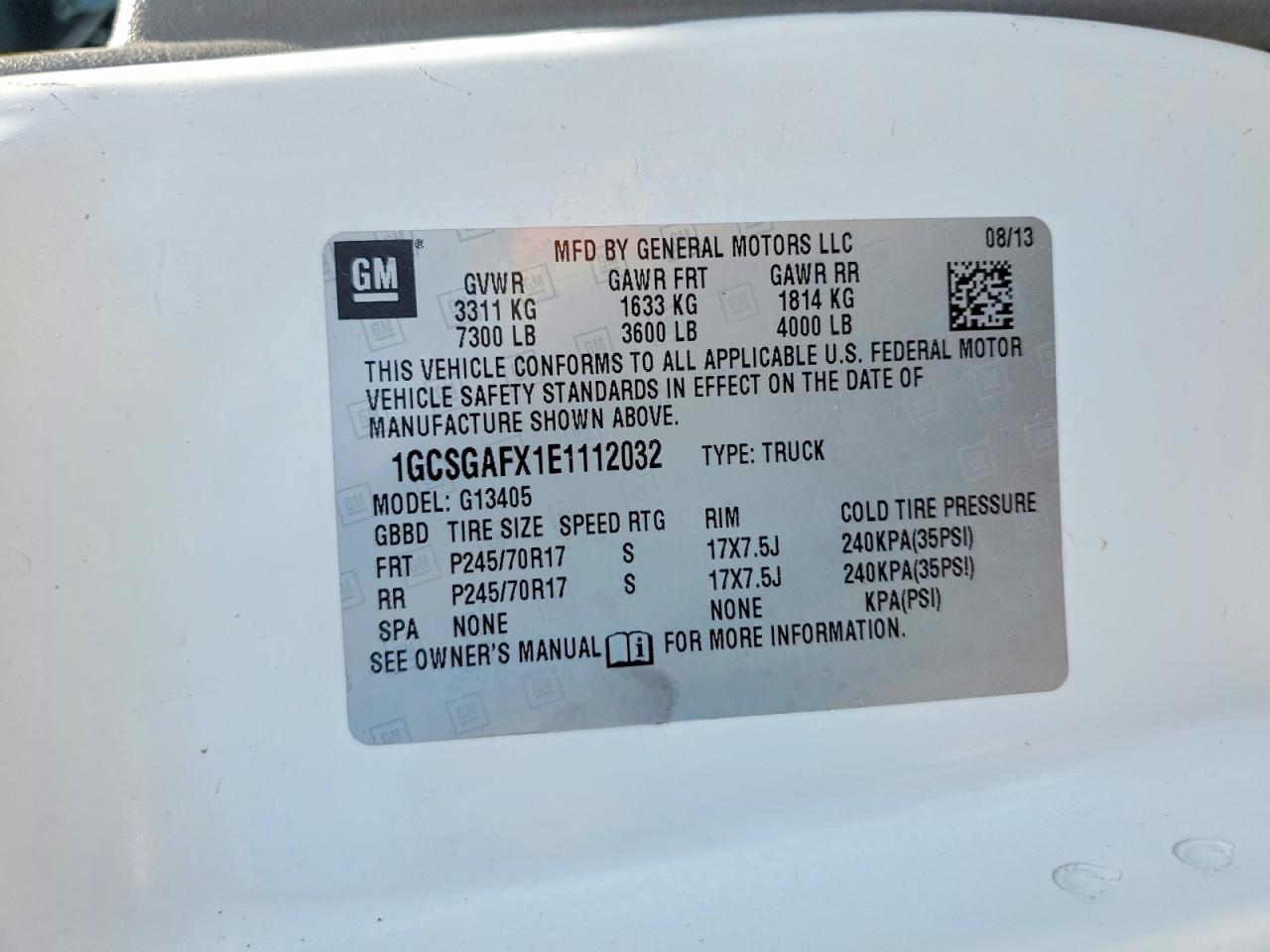 2014 Chevrolet Express G1500 White vin: 1GCSGAFX1E1112032
