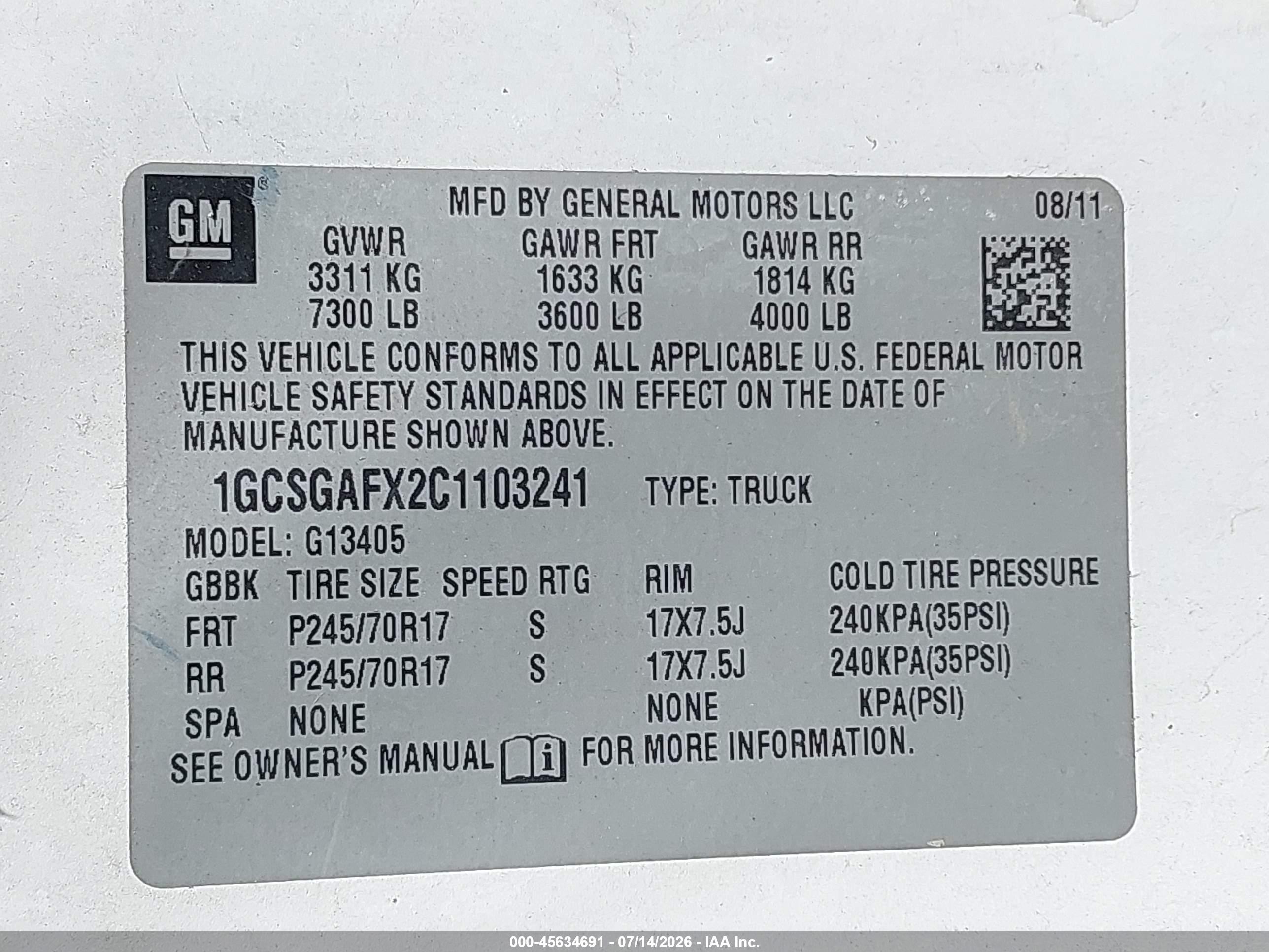 2012 Chevrolet Express 1500 Work Van White vin: 1GCSGAFX2C1103241