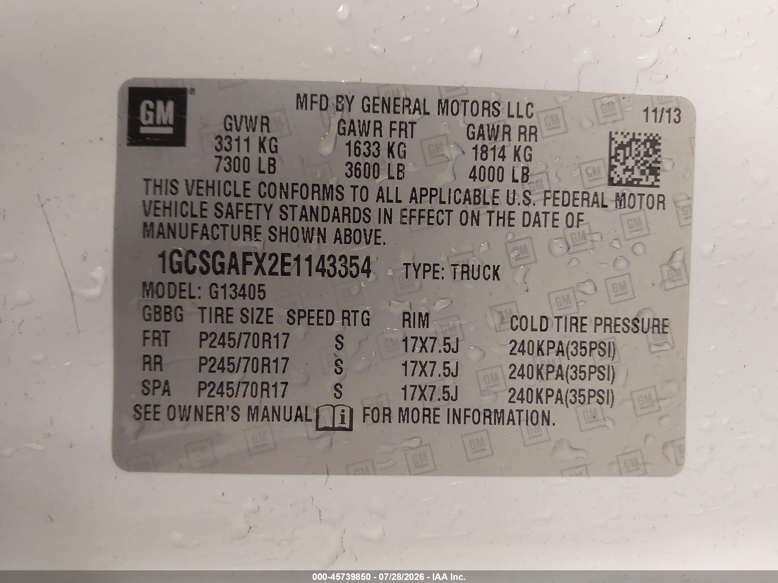 2014 Chevrolet Express 1500 Work Van White vin: 1GCSGAFX2E1143354