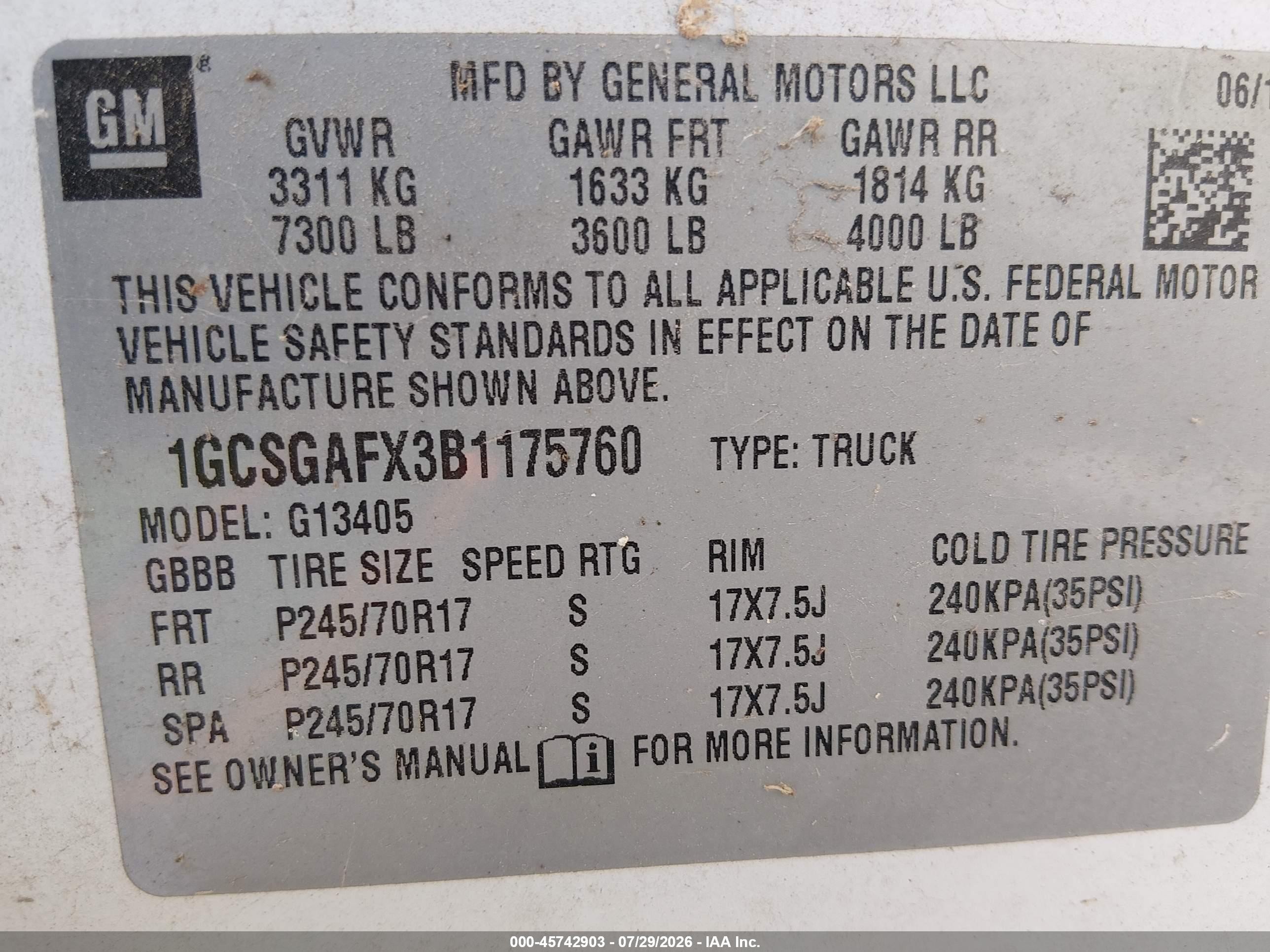 2011 Chevrolet Express 1500 Work Van White vin: 1GCSGAFX3B1175760