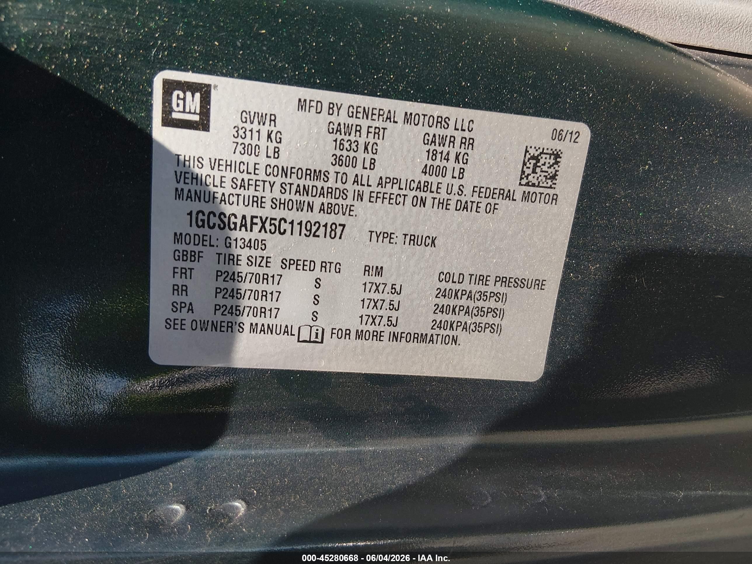 2012 Chevrolet Express 1500 Work Van Green vin: 1GCSGAFX5C1192187