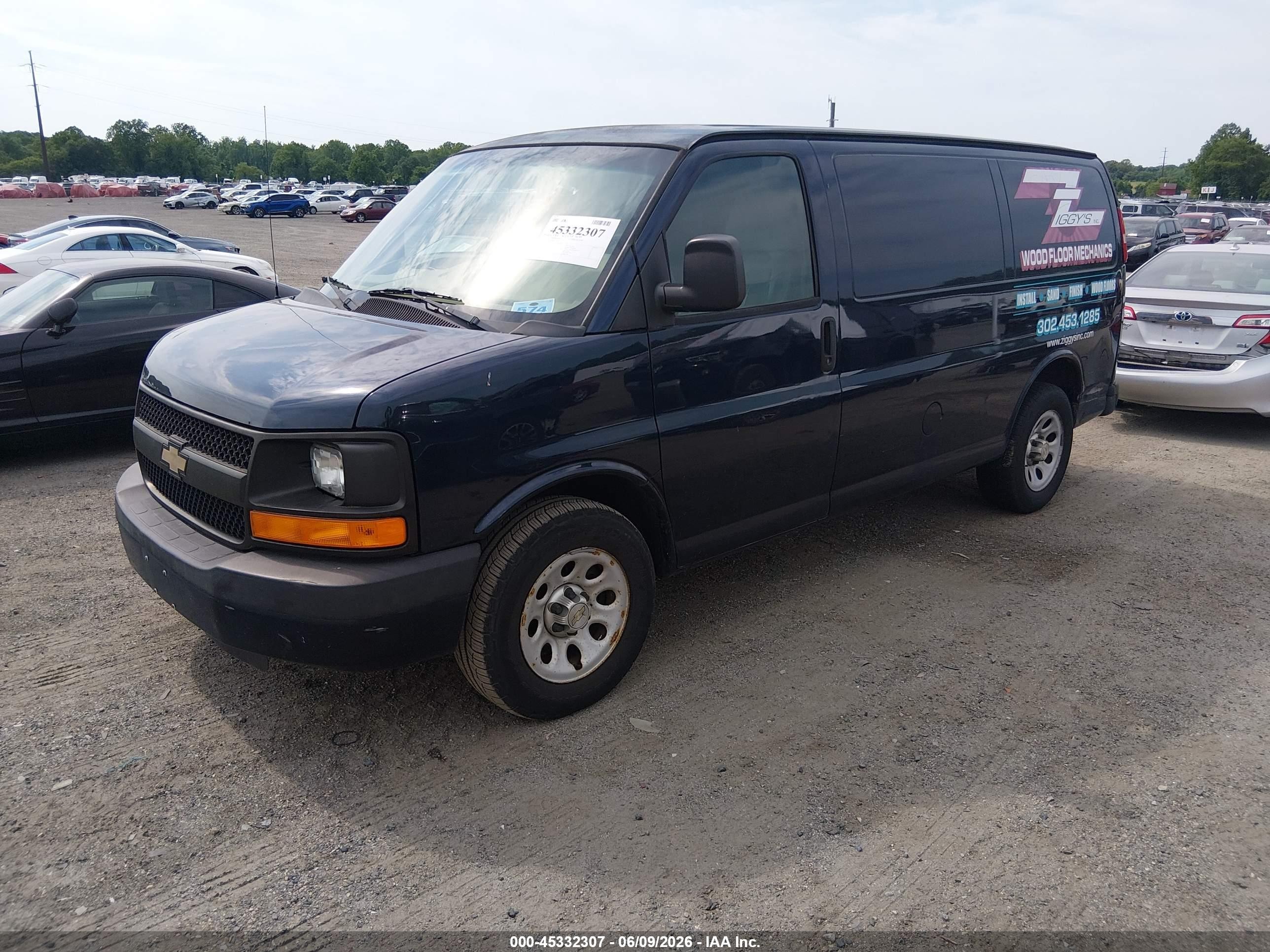2013 Chevrolet Express 1500 Work Van Blue vin: 1GCSGAFX6D1155876