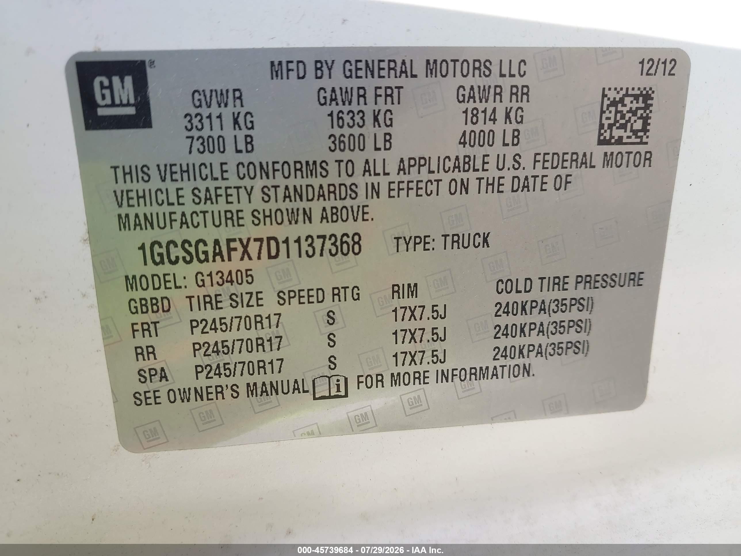 2013 Chevrolet Express 1500 Work Van White vin: 1GCSGAFX7D1137368