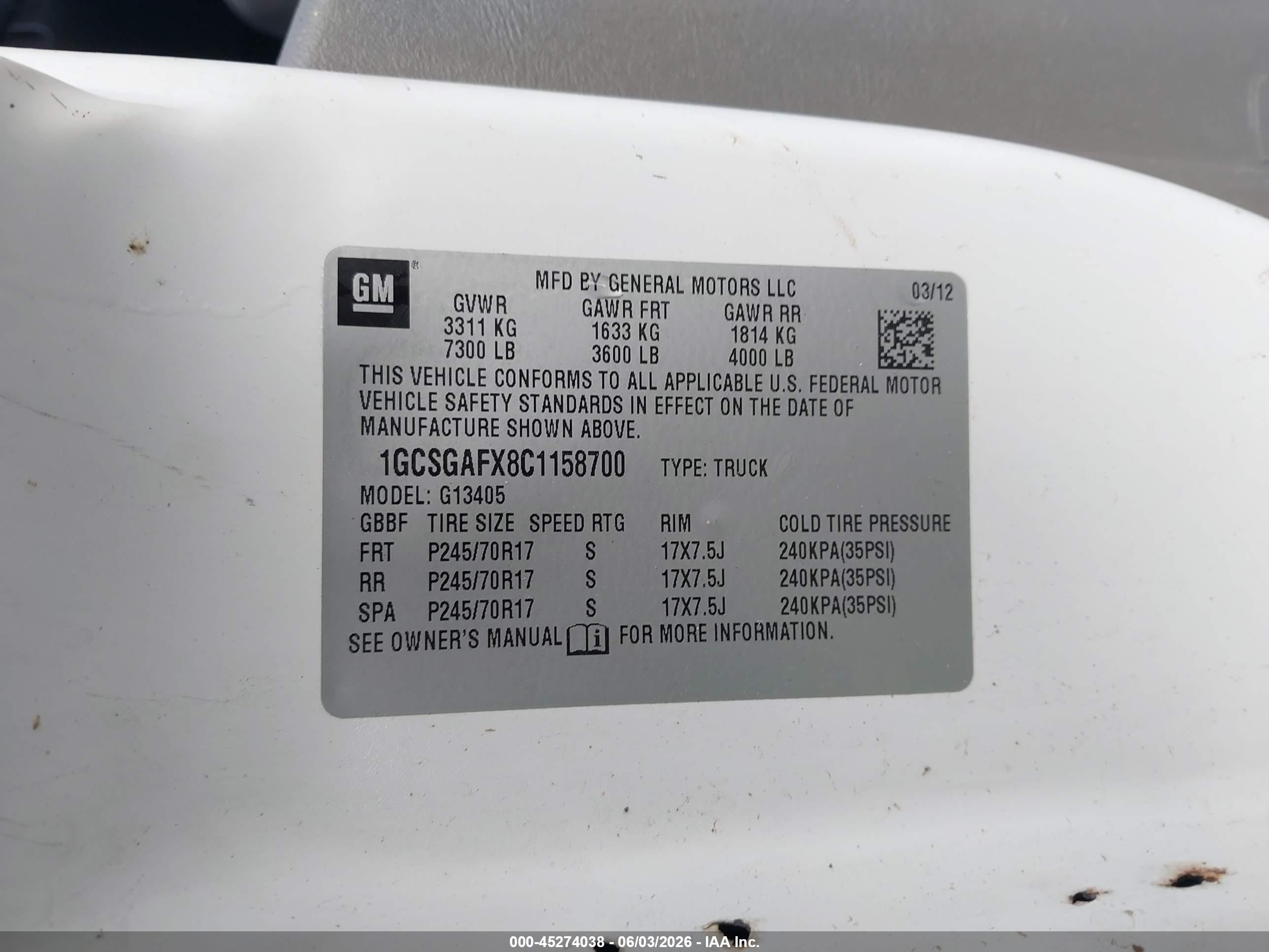 2012 Chevrolet Express 1500 Work Van Белый vin: 1GCSGAFX8C1158700