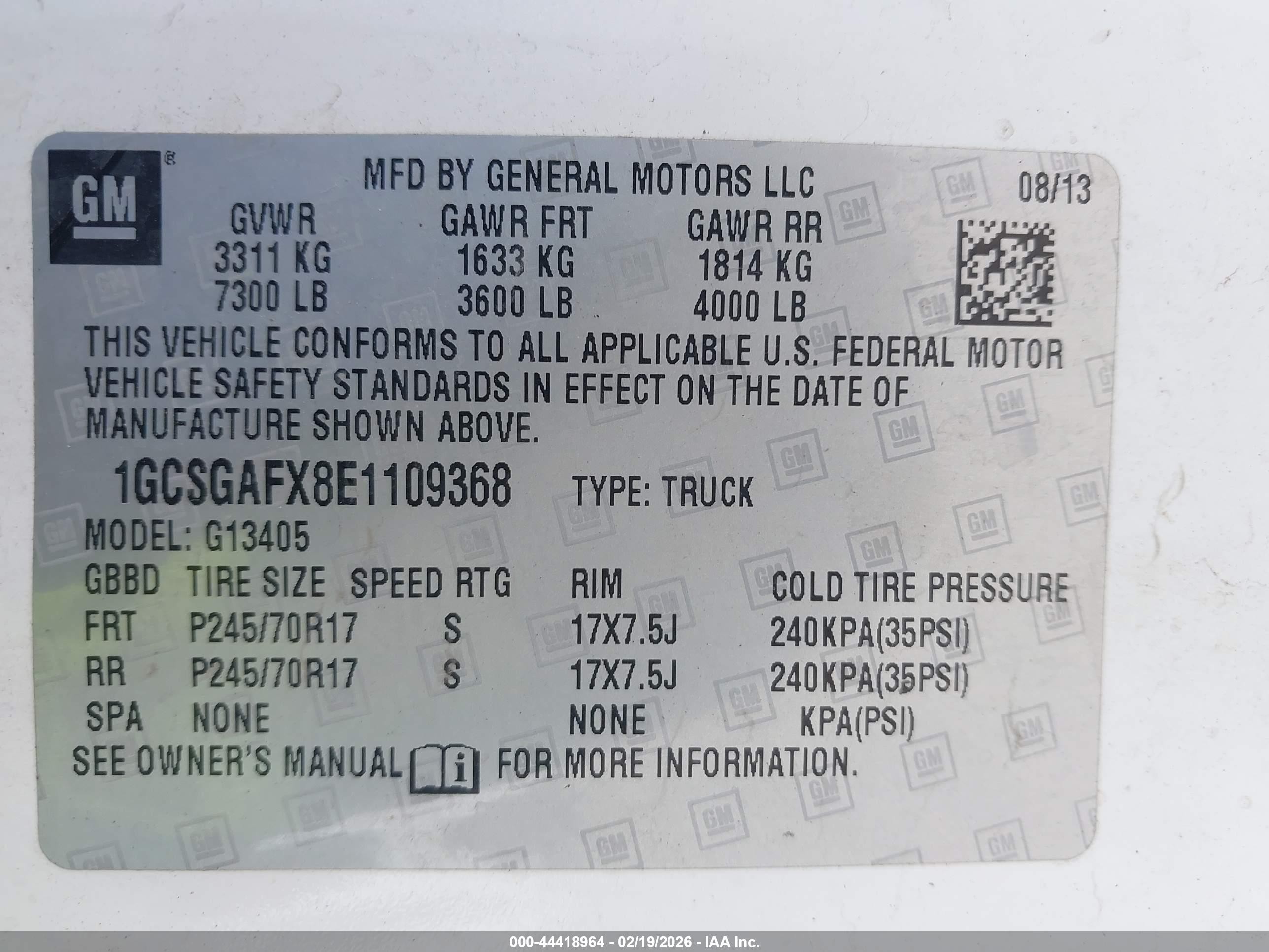 2014 Chevrolet Express 1500 Work Van White vin: 1GCSGAFX8E1109368