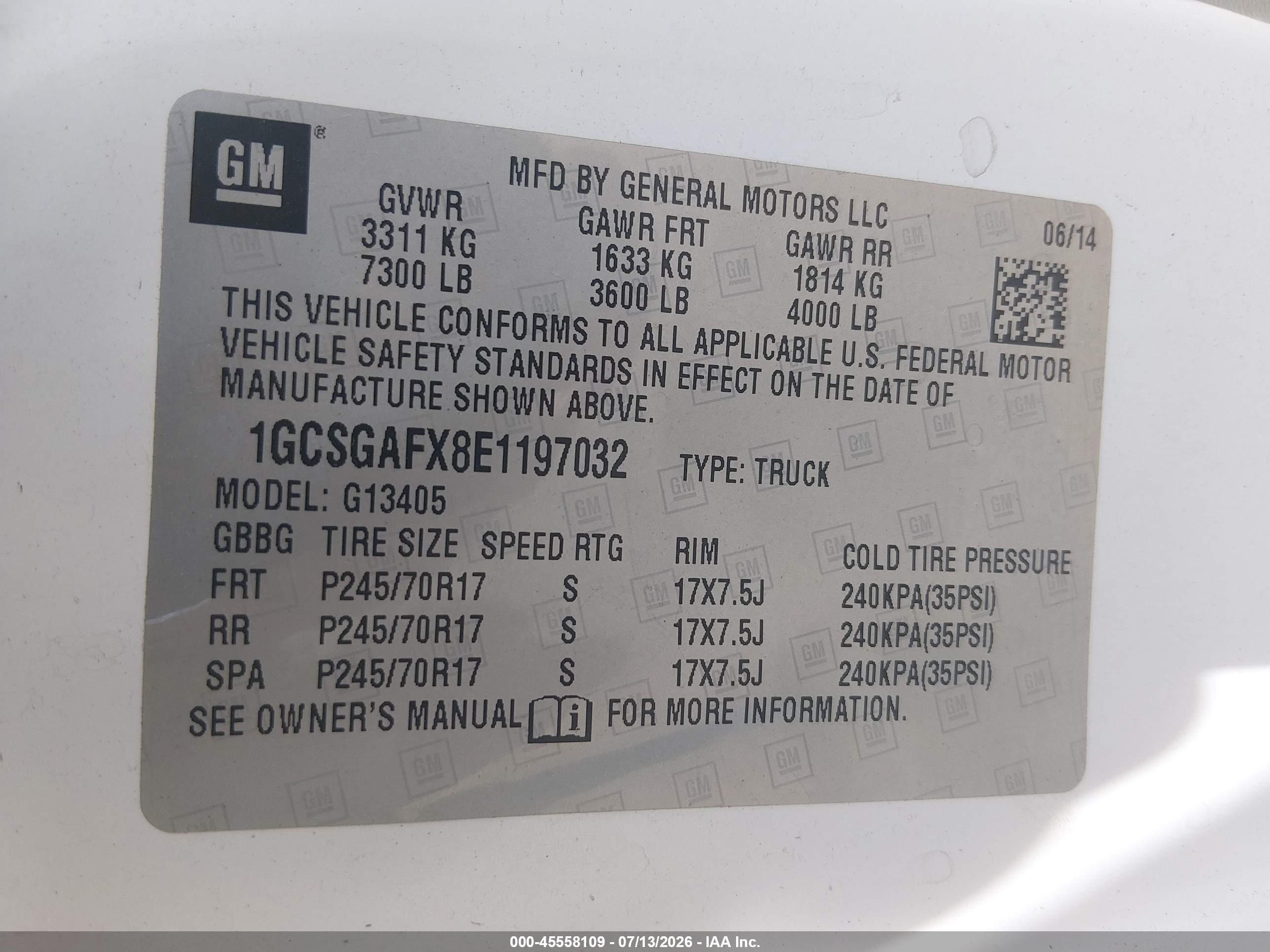 2014 Chevrolet Express 1500 Work Van White vin: 1GCSGAFX8E1197032