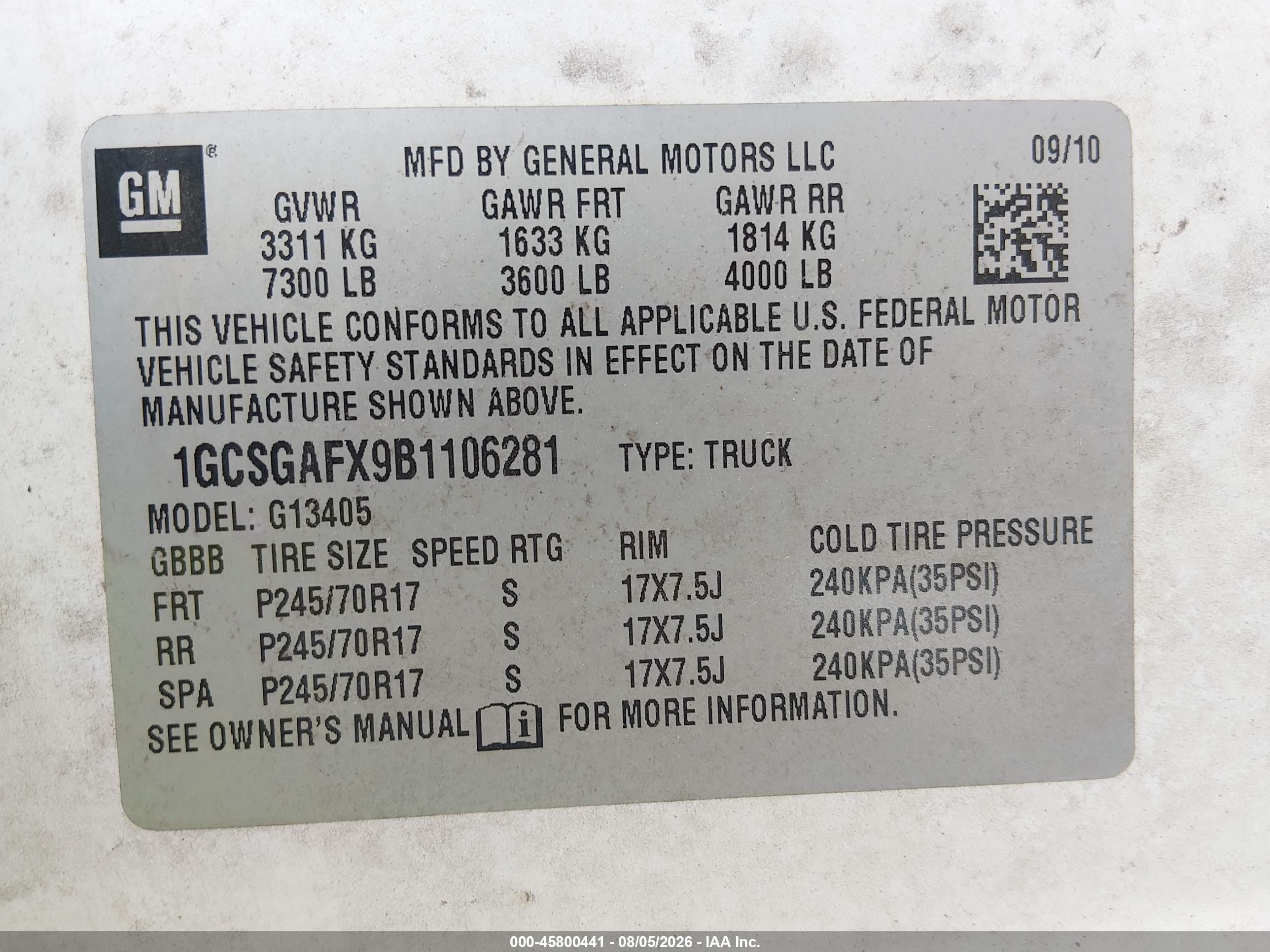 2011 Chevrolet Express 1500 Work Van White vin: 1GCSGAFX9B1106281
