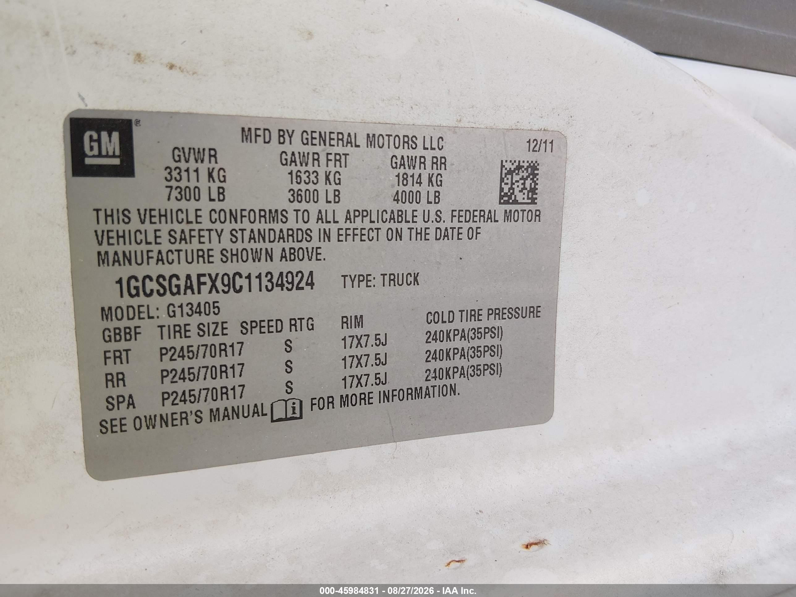 2012 Chevrolet Express 1500 Work Van Белый vin: 1GCSGAFX9C1134924