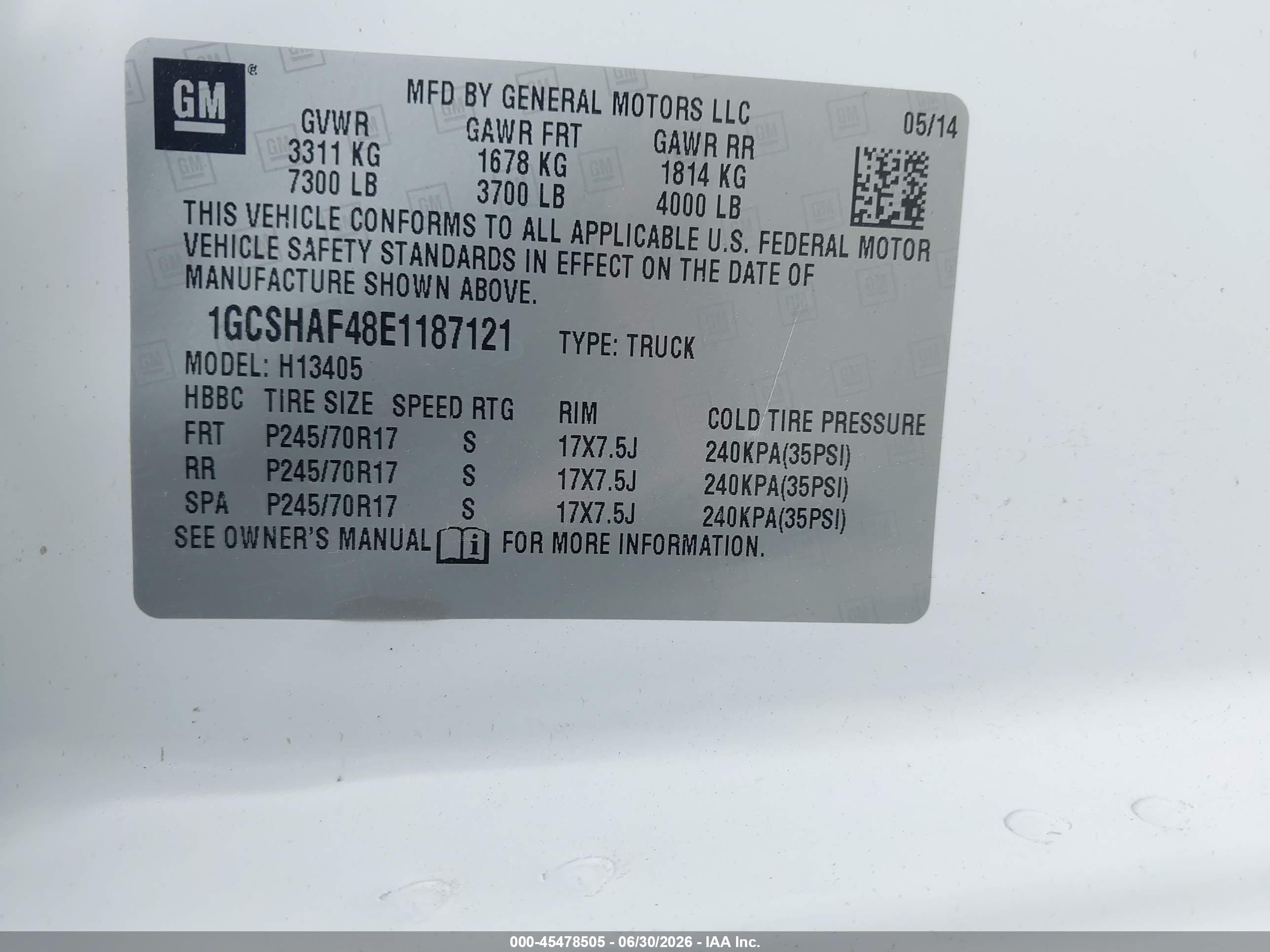 2014 Chevrolet Express 1500 Work Van White vin: 1GCSHAF48E1187121
