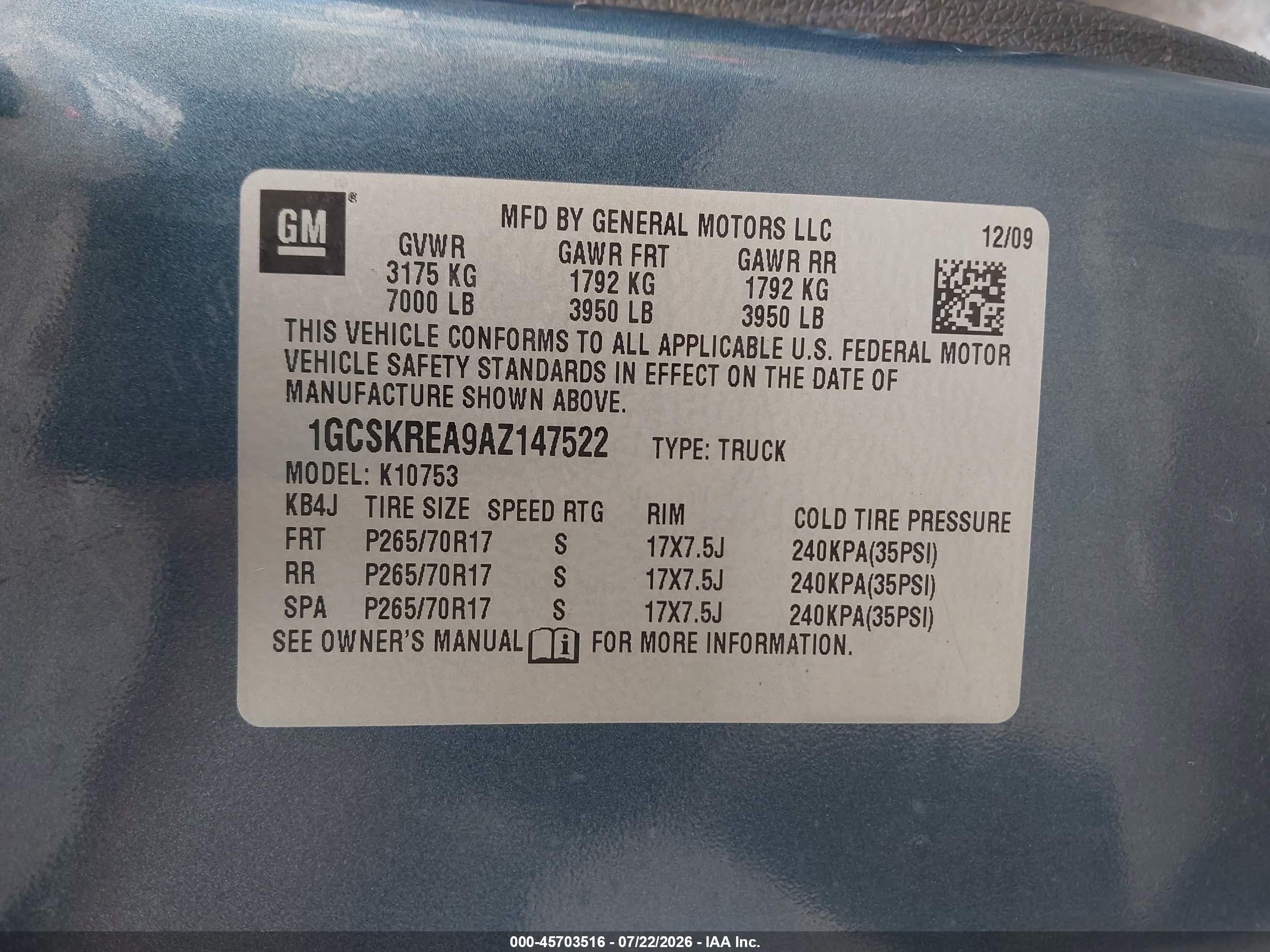 2010 Chevrolet Silverado 1500 Ls Blue vin: 1GCSKREA9AZ147522